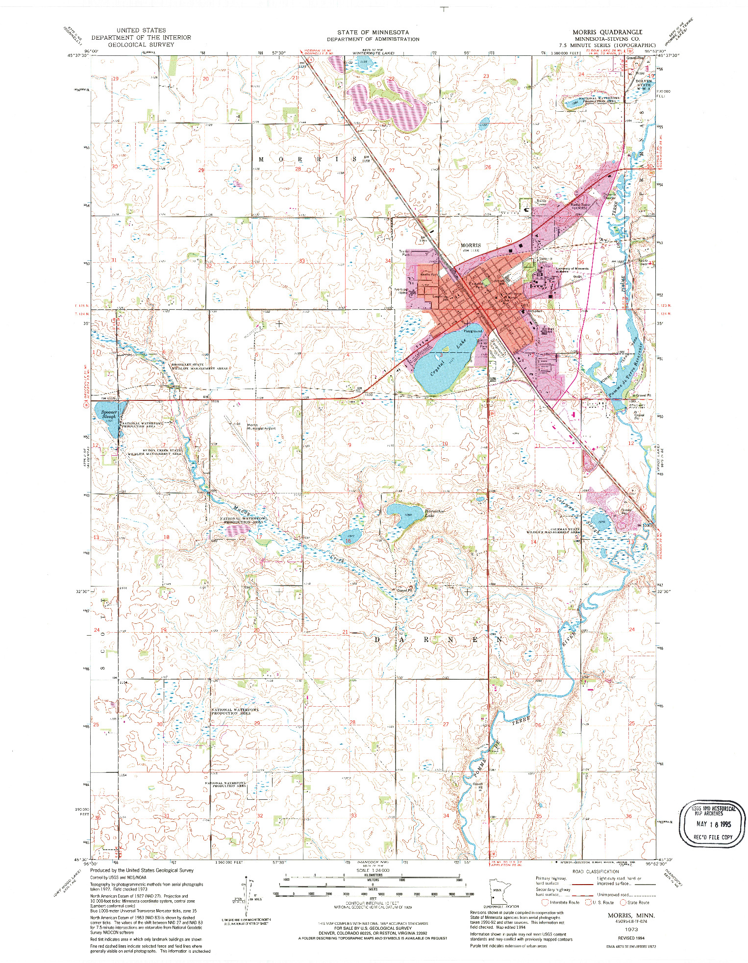 USGS 1:24000-SCALE QUADRANGLE FOR MORRIS, MN 1973