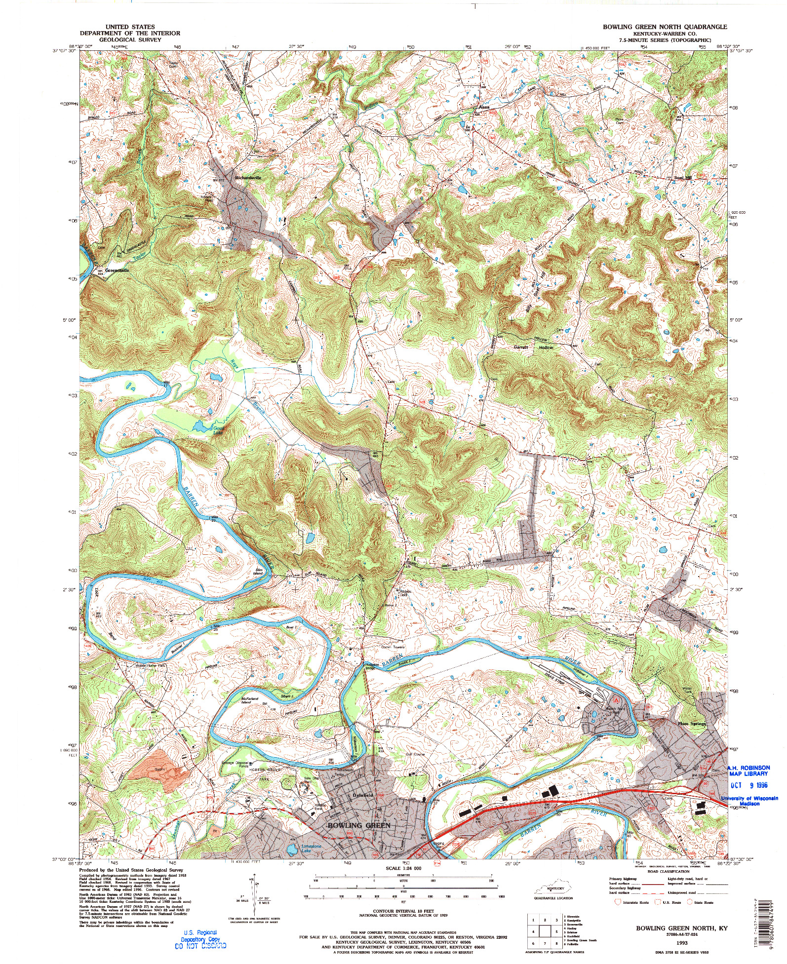 USGS 1:24000-SCALE QUADRANGLE FOR BOWLING GREEN NORTH, KY 1993