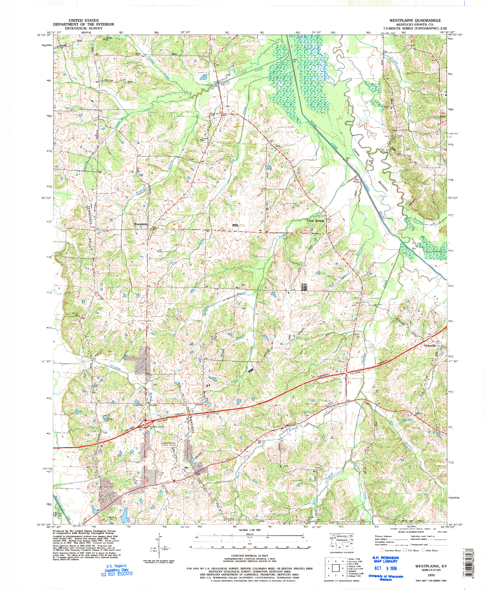 USGS 1:24000-SCALE QUADRANGLE FOR WESTPLAINS, KY 1993