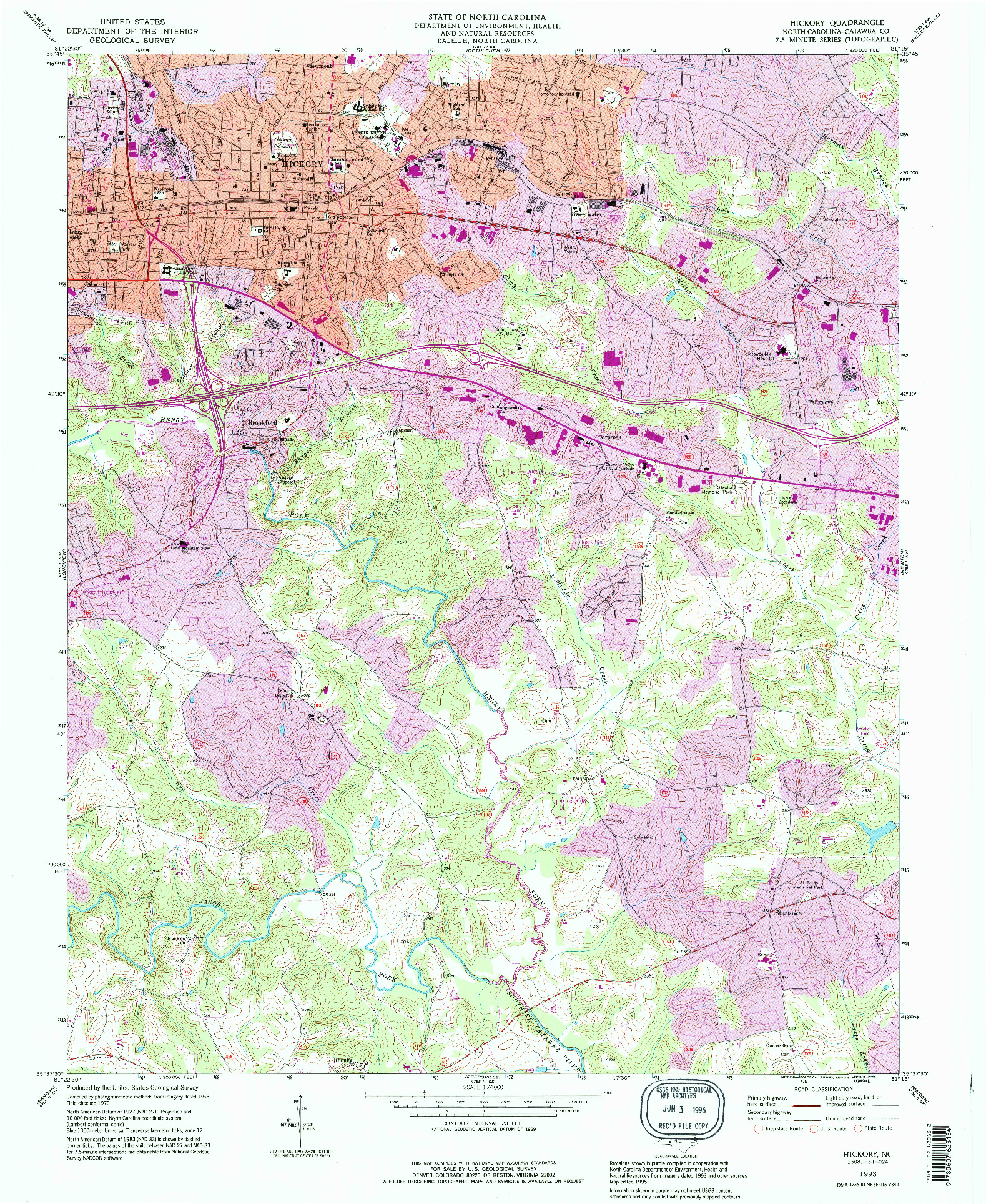 USGS 1:24000-SCALE QUADRANGLE FOR HICKORY, NC 1993