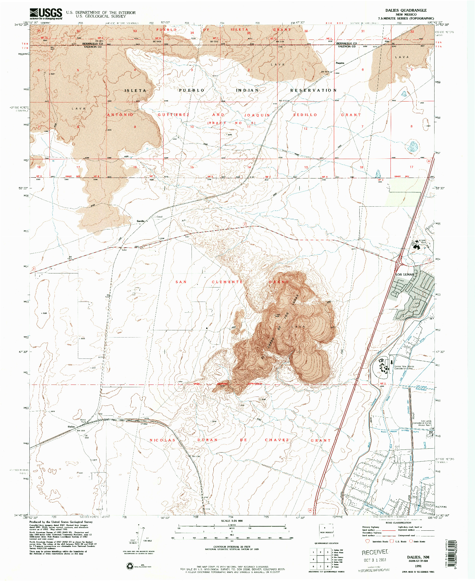 USGS 1:24000-SCALE QUADRANGLE FOR DALIES, NM 1991