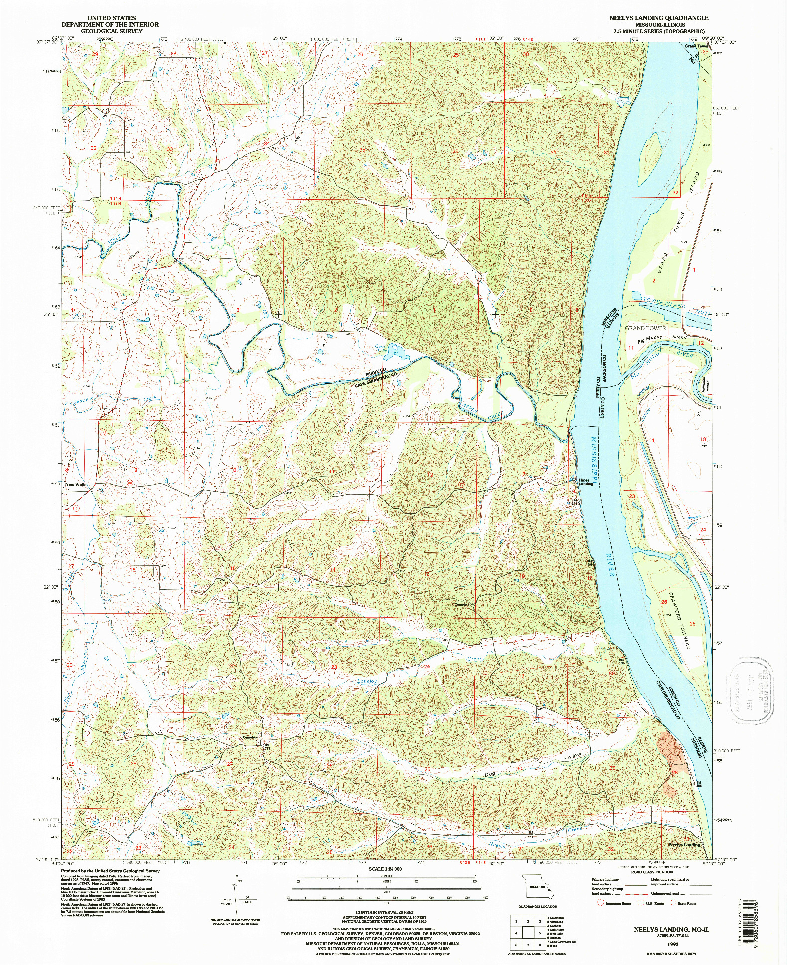 USGS 1:24000-SCALE QUADRANGLE FOR NEELYS LANDING, MO 1993