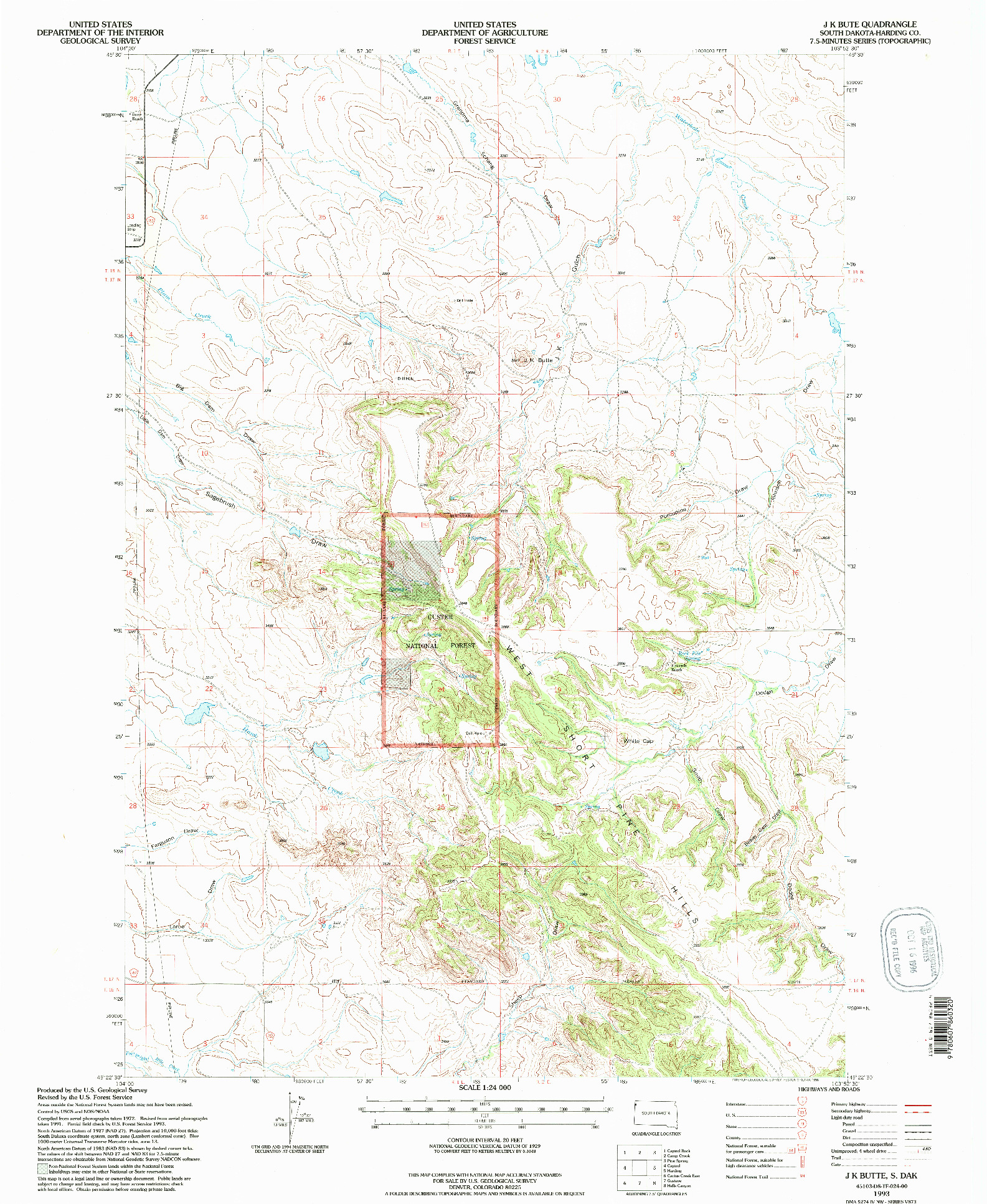 USGS 1:24000-SCALE QUADRANGLE FOR J K BUTTE, SD 1993