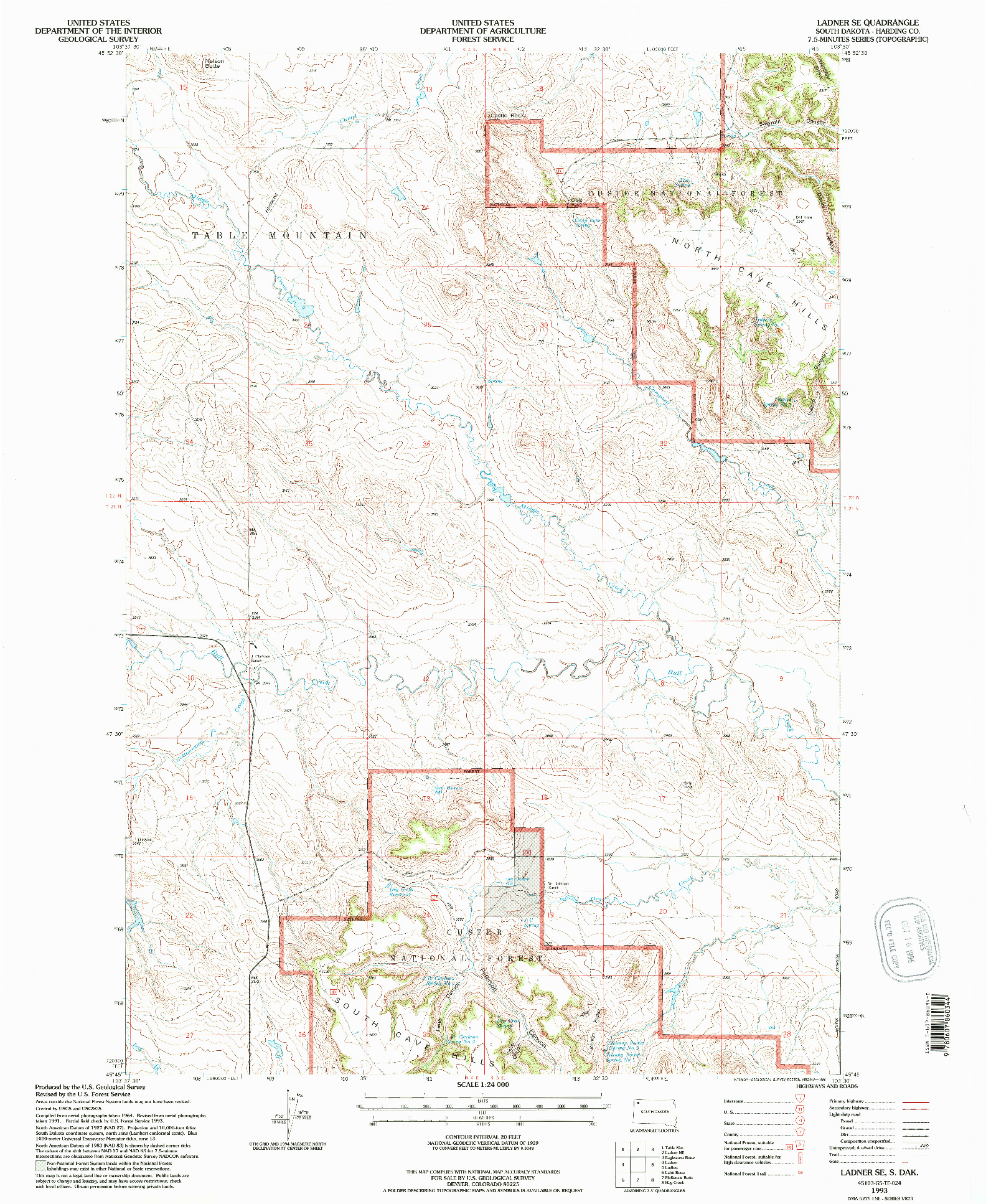 USGS 1:24000-SCALE QUADRANGLE FOR LADNER SE, SD 1993