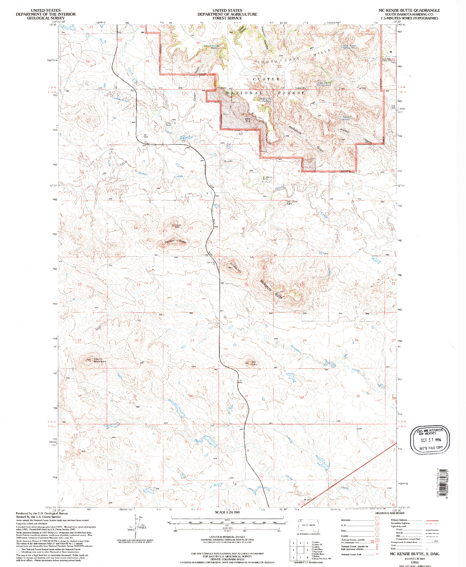 USGS 1:24000-SCALE QUADRANGLE FOR MCKENZIE BUTTE, SD 1993