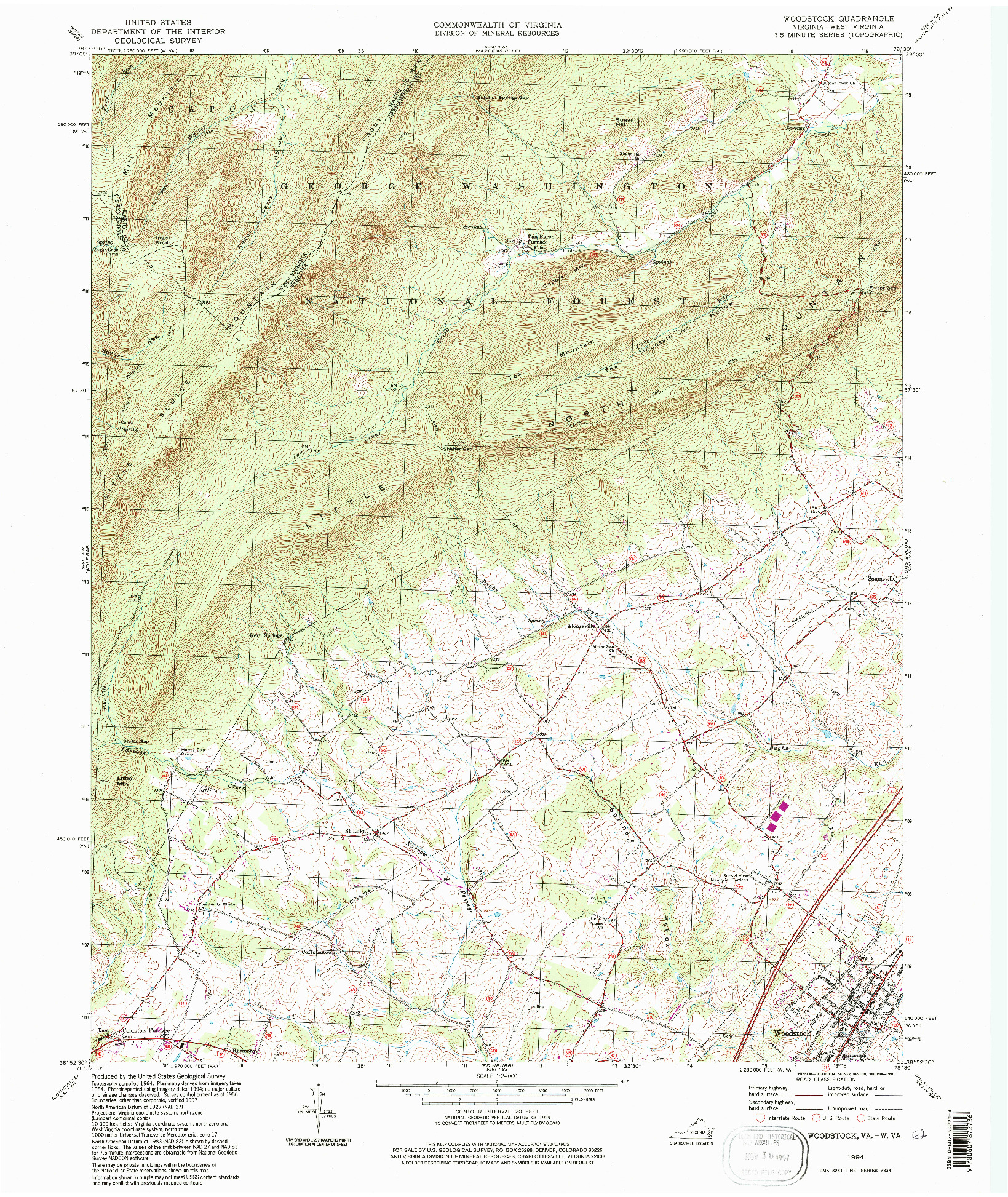 USGS 1:24000-SCALE QUADRANGLE FOR WOODLAWN, VA 1994