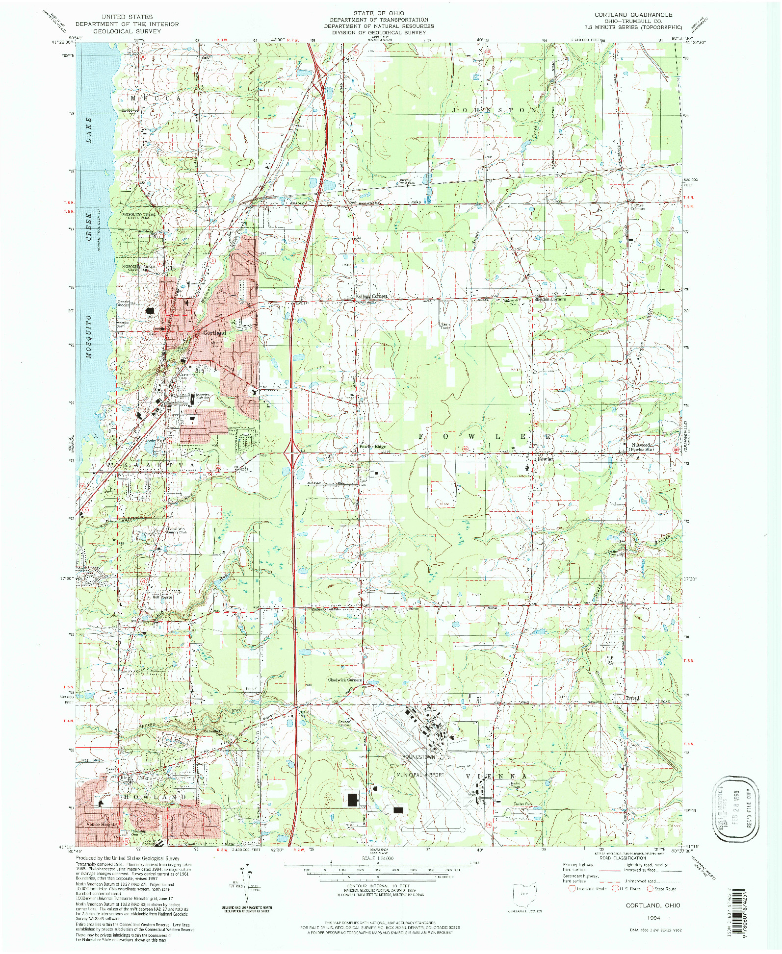 USGS 1:24000-SCALE QUADRANGLE FOR CORTLAND, OH 1994