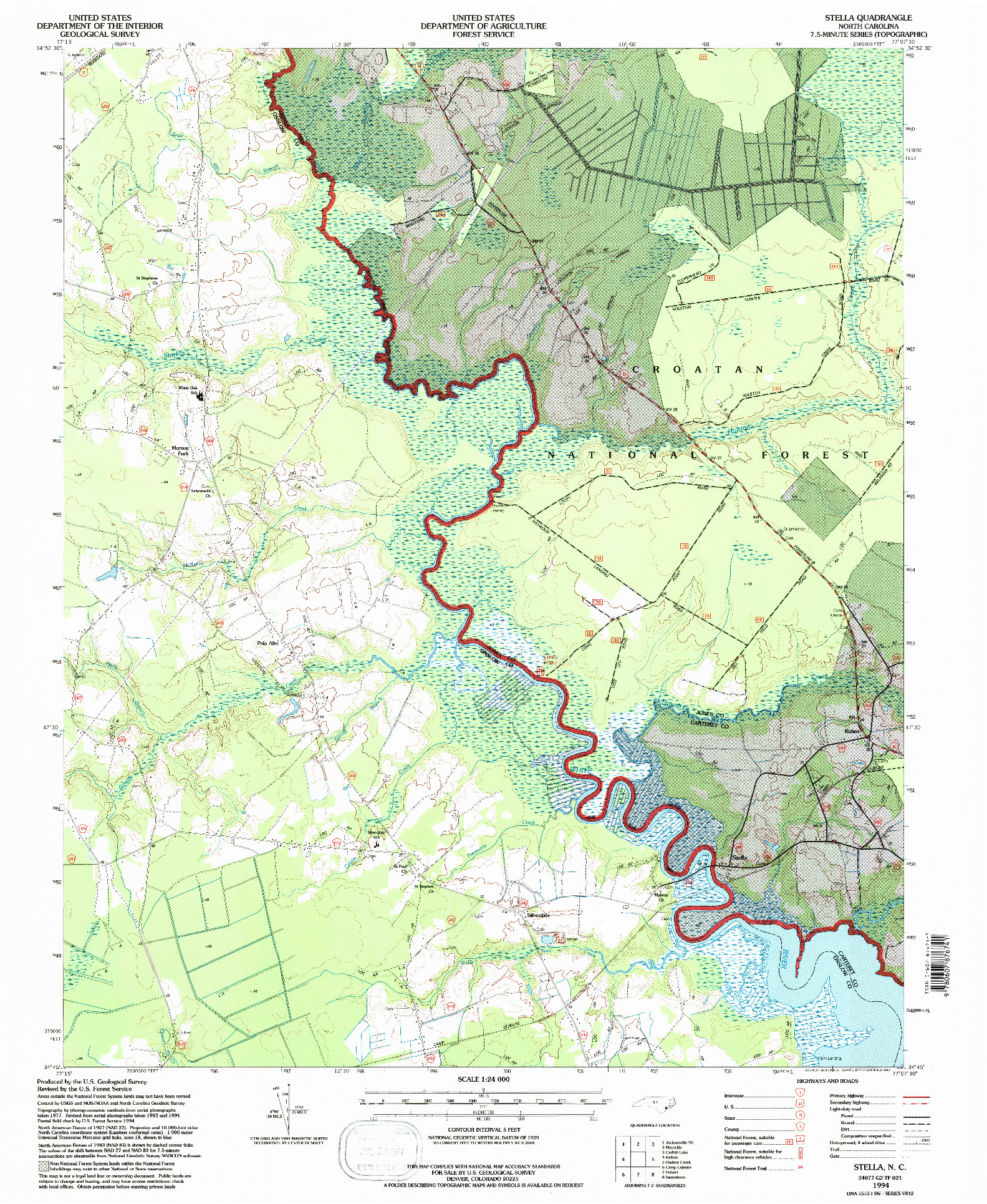 USGS 1:24000-SCALE QUADRANGLE FOR STELLA, NC 1994