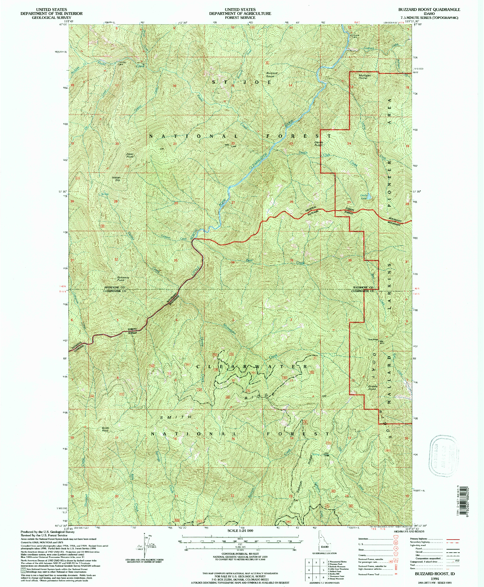 USGS 1:24000-SCALE QUADRANGLE FOR BUZZARD ROOST, ID 1994