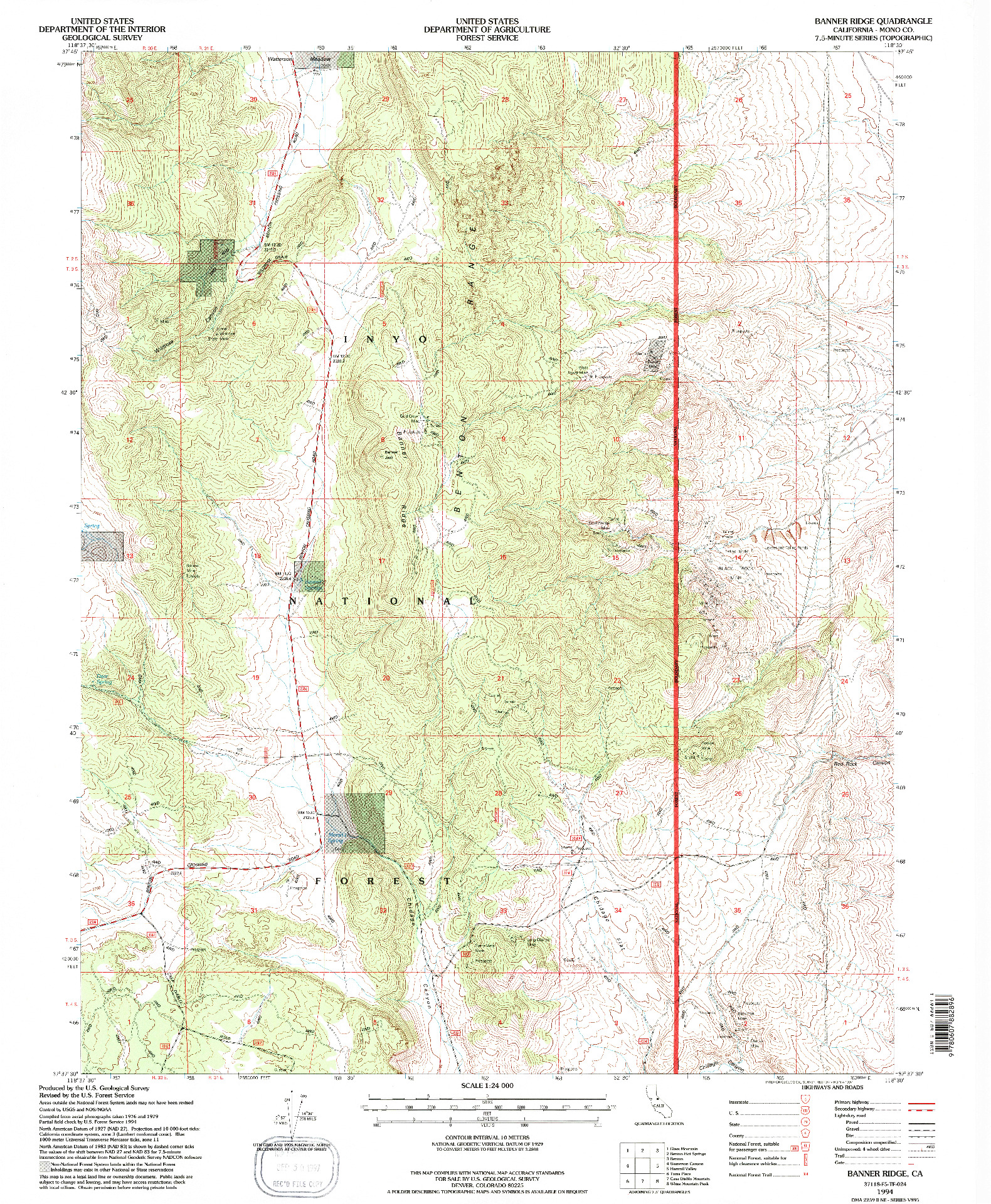 USGS 1:24000-SCALE QUADRANGLE FOR BANNER RIDGE, CA 1994