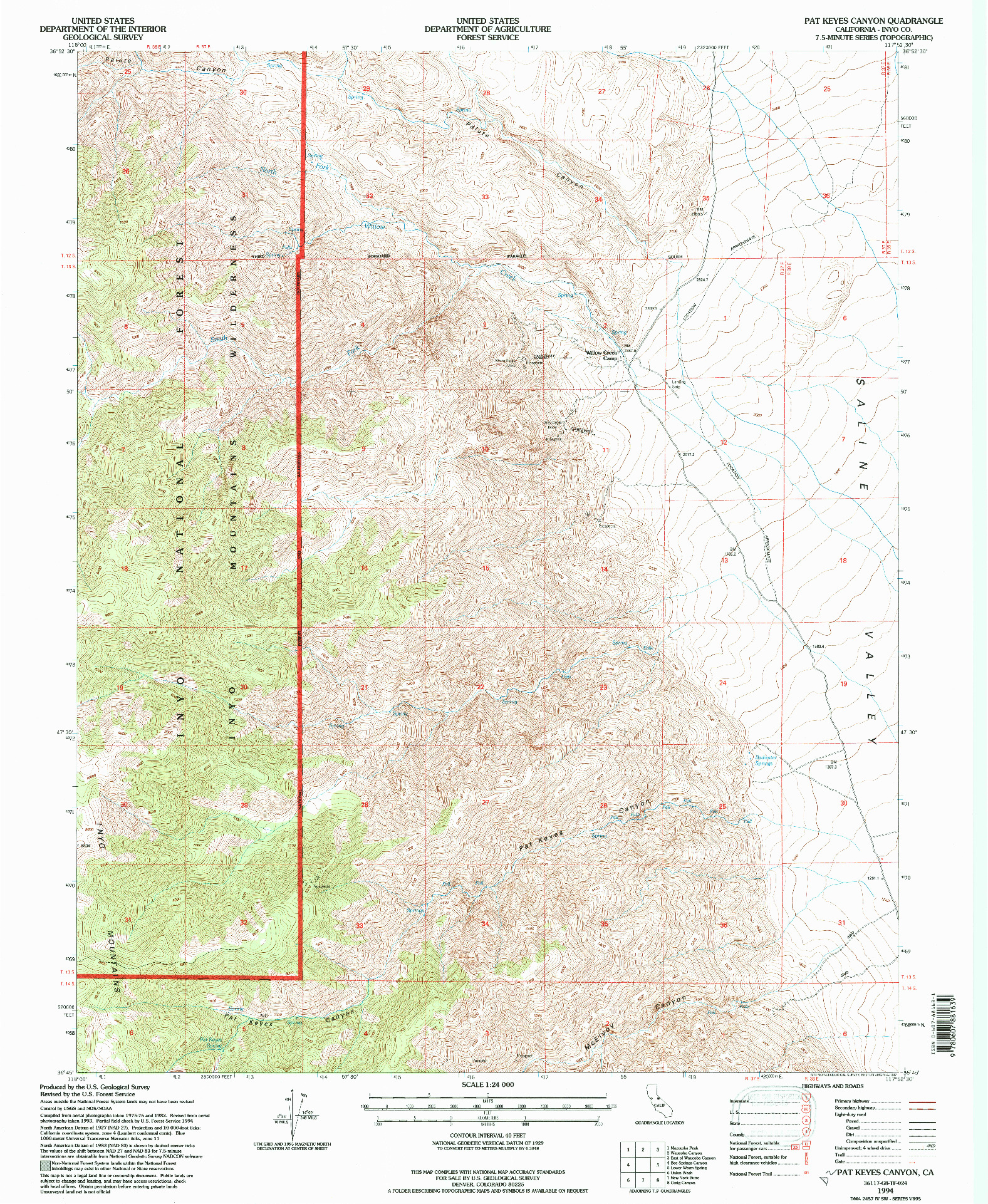 USGS 1:24000-SCALE QUADRANGLE FOR PAT KEYES CANYON, CA 1994