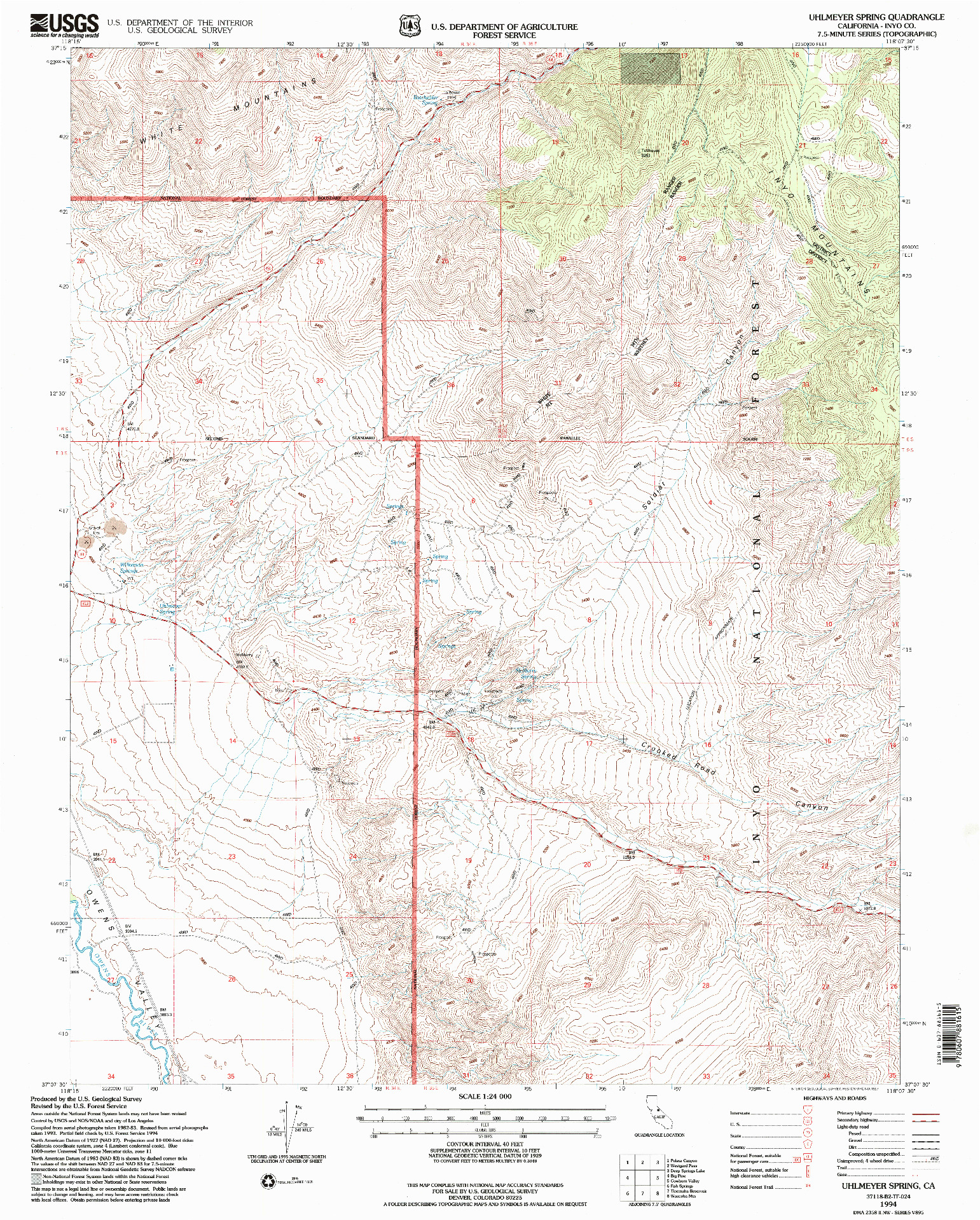 USGS 1:24000-SCALE QUADRANGLE FOR UHLMEYER SPRING, CA 1994
