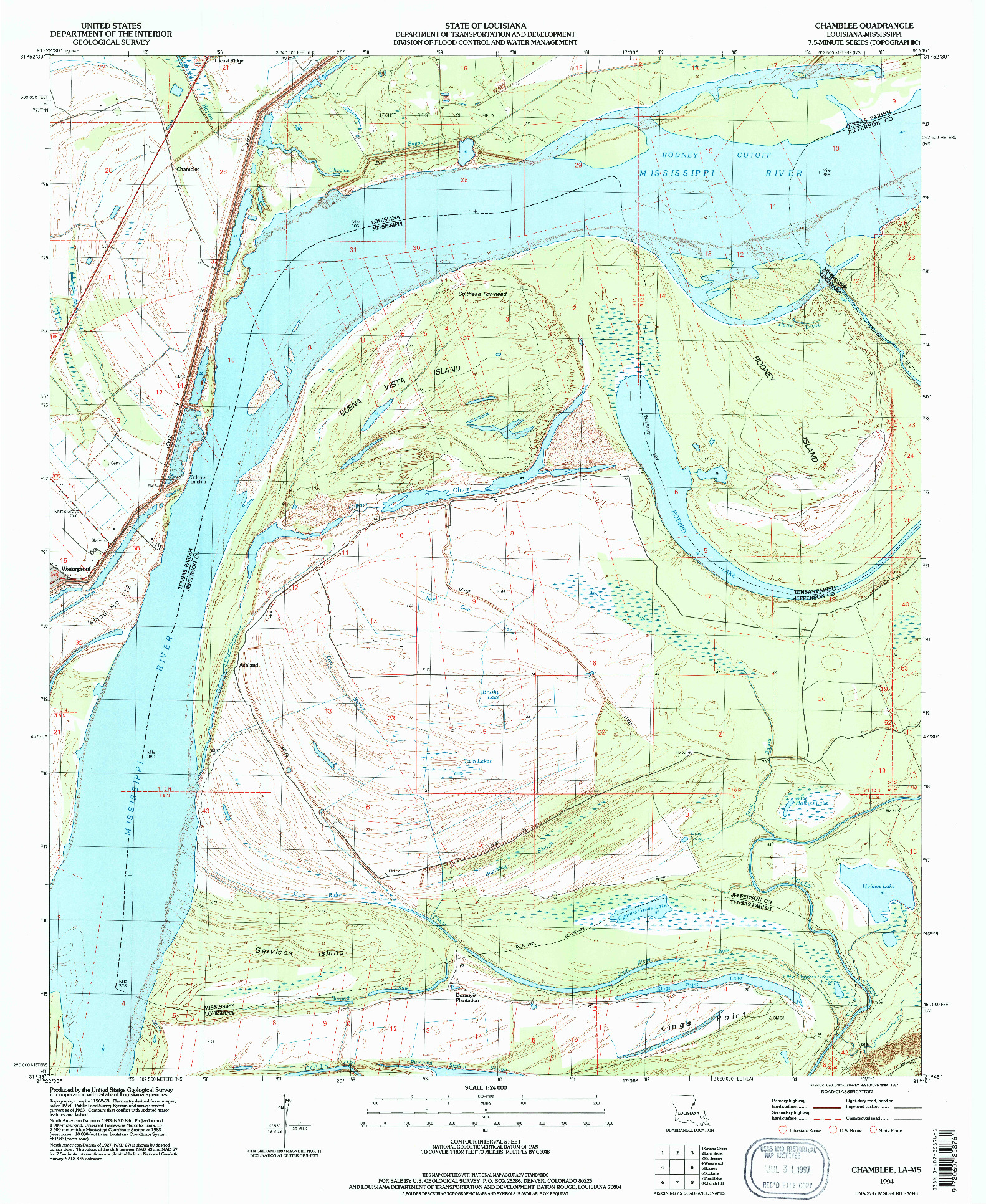 USGS 1:24000-SCALE QUADRANGLE FOR CHAMBLEE, LA 1994