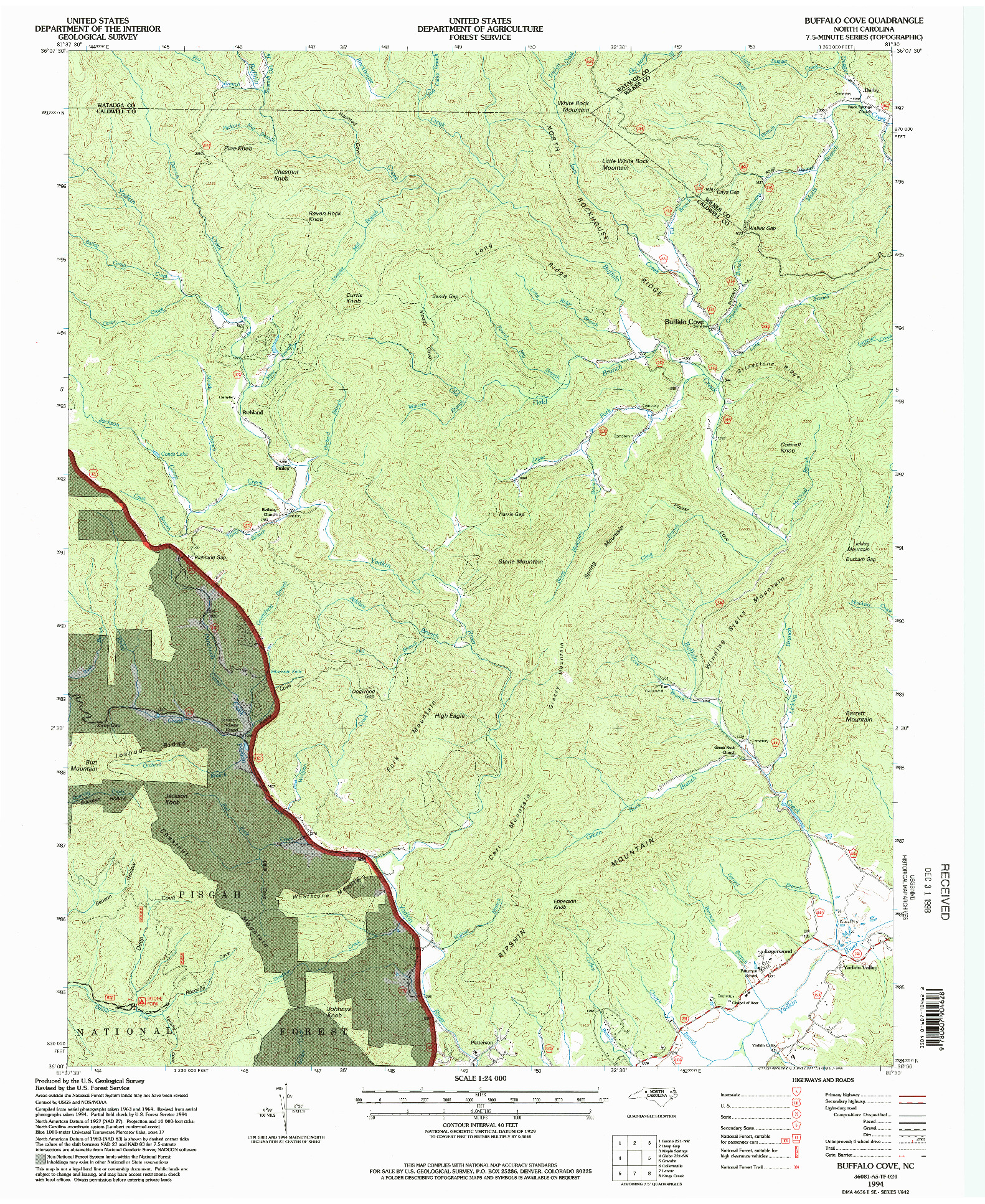USGS 1:24000-SCALE QUADRANGLE FOR BUFFALO COVE, NC 1994