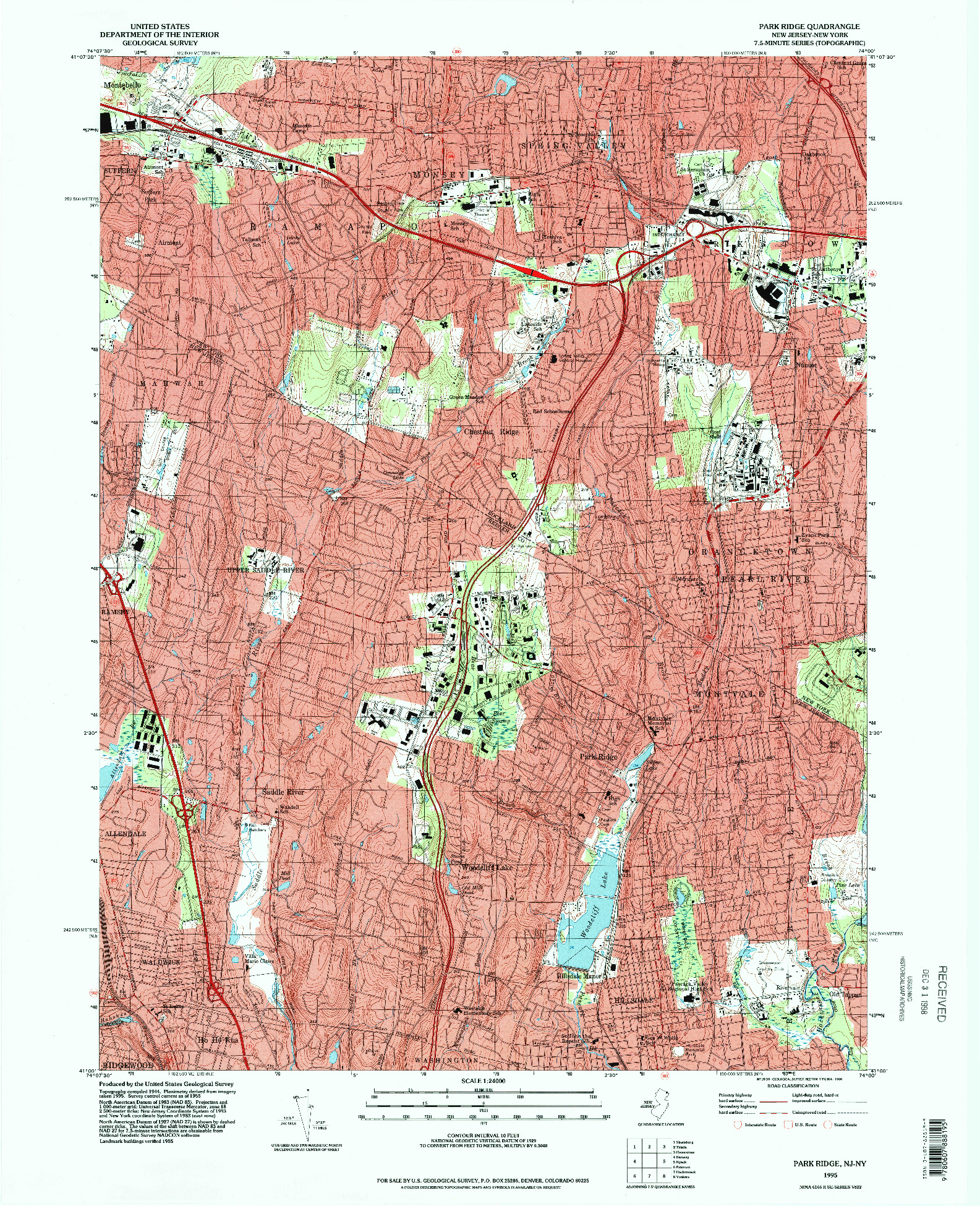 USGS 1:24000-SCALE QUADRANGLE FOR PARK RIDGE, NJ 1995