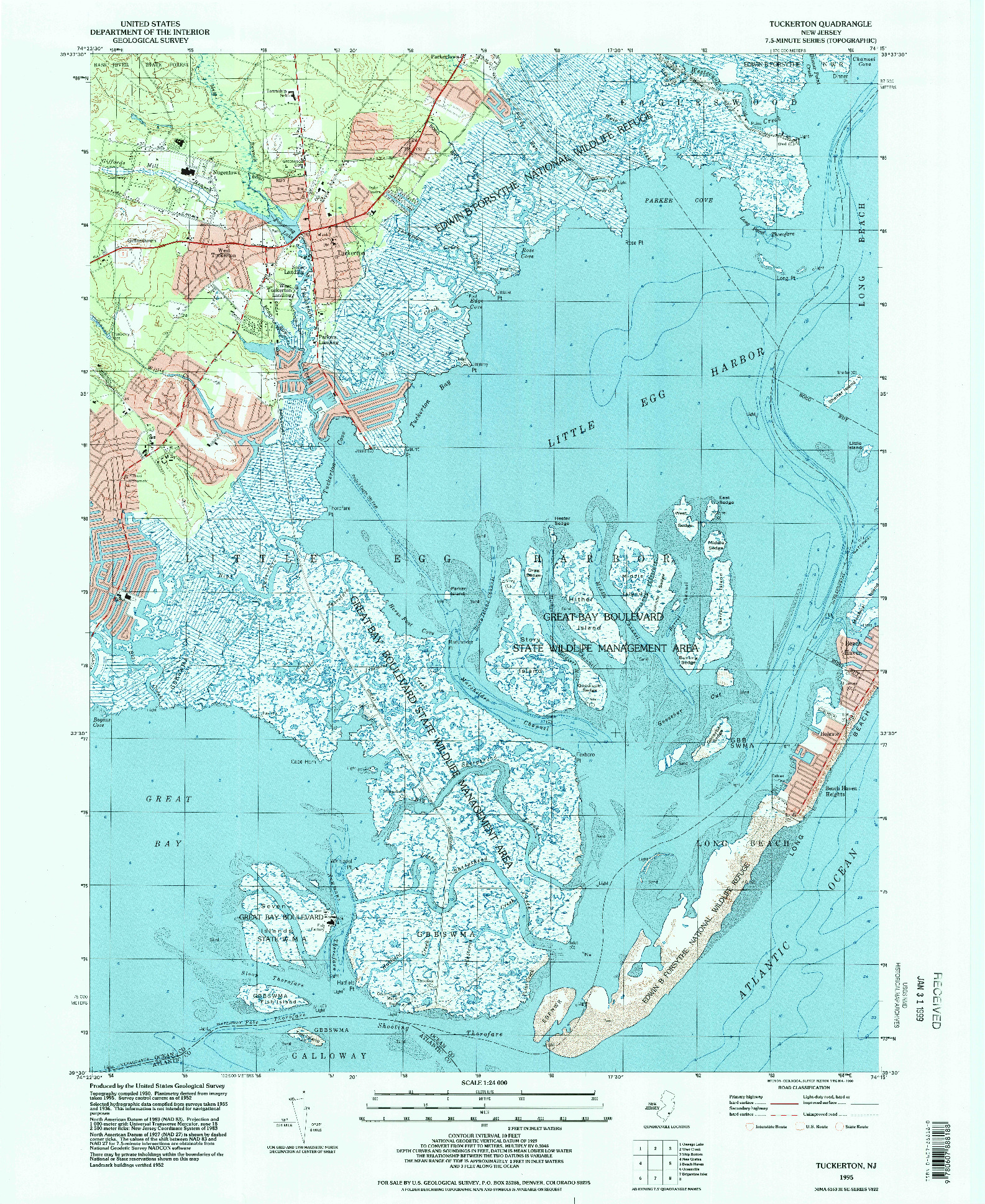 USGS 1:24000-SCALE QUADRANGLE FOR TUCKERTON, NJ 1995