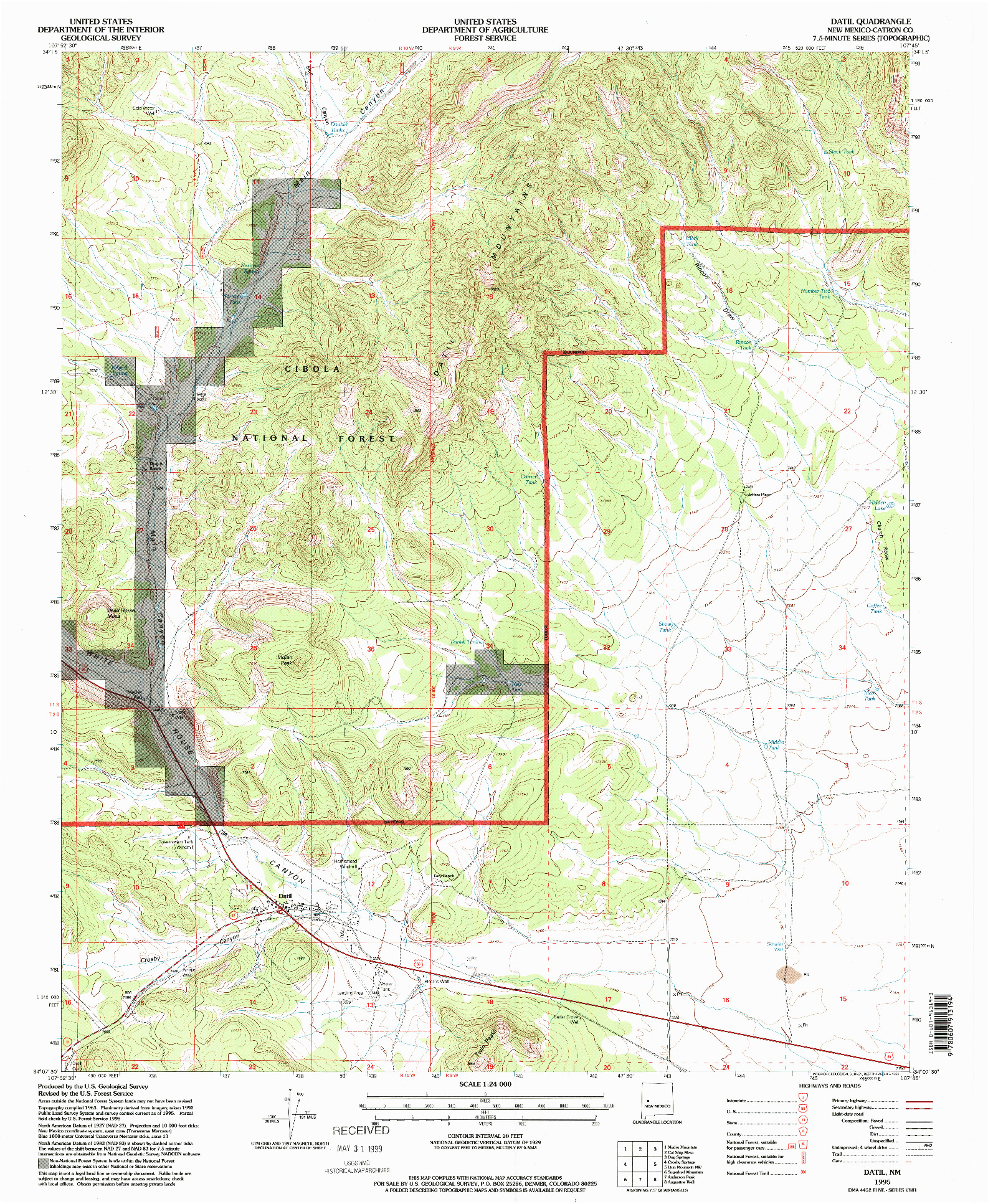 USGS 1:24000-SCALE QUADRANGLE FOR DATIL, NM 1995
