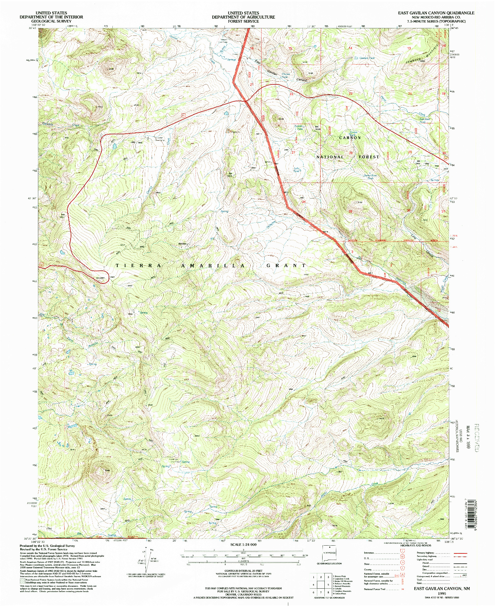 USGS 1:24000-SCALE QUADRANGLE FOR EAST GAVILAN CANYON, NM 1995