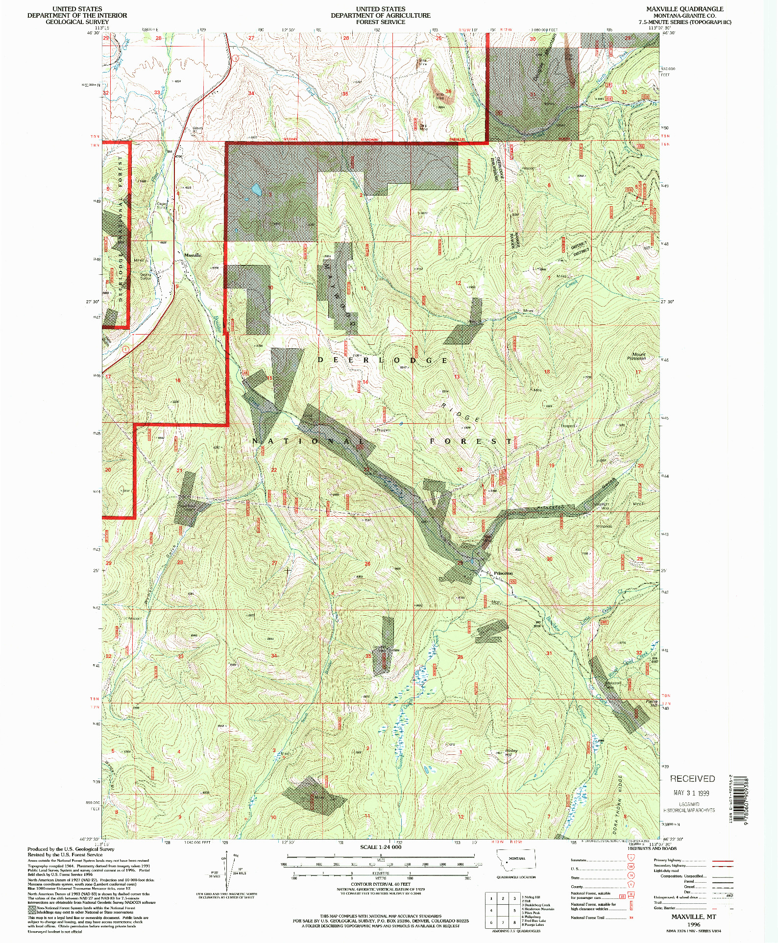 USGS 1:24000-SCALE QUADRANGLE FOR MAXVILLE, MT 1996