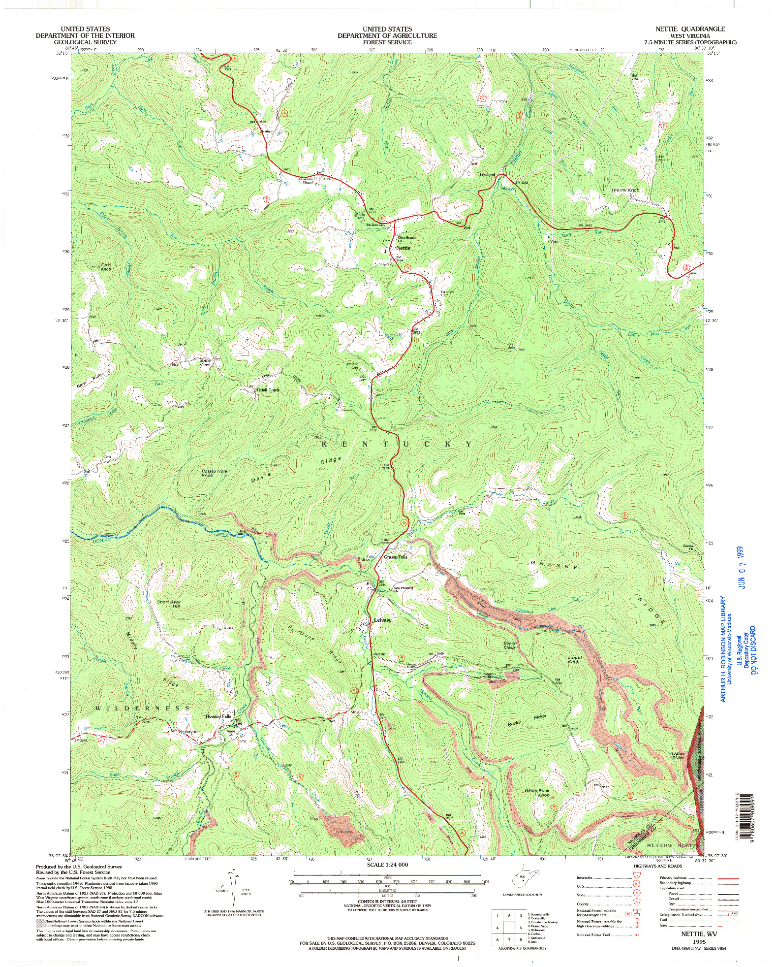 USGS 1:24000-SCALE QUADRANGLE FOR NETTIE, WV 1995