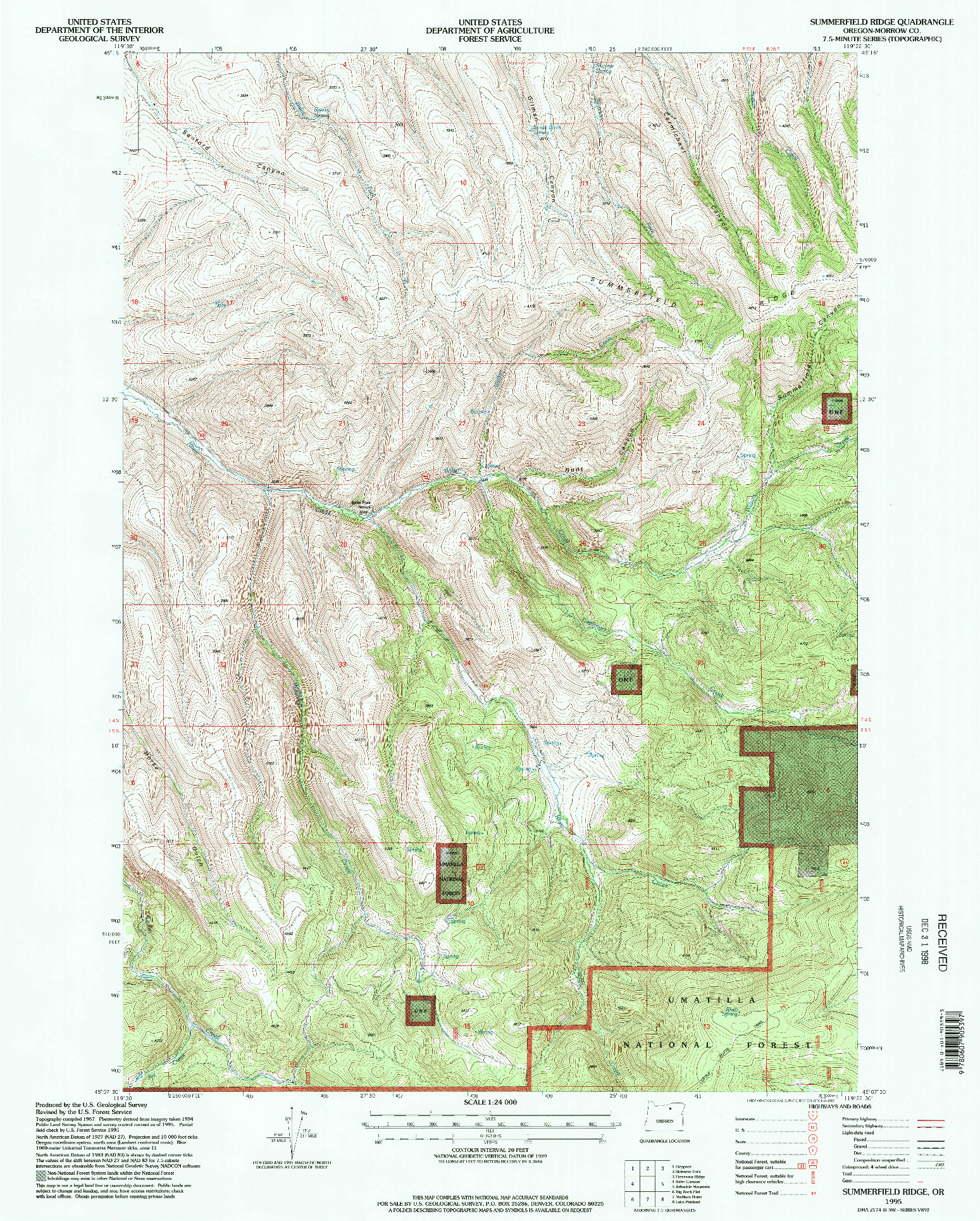 USGS 1:24000-SCALE QUADRANGLE FOR SUMMERFIELD RIDGE, OR 1995