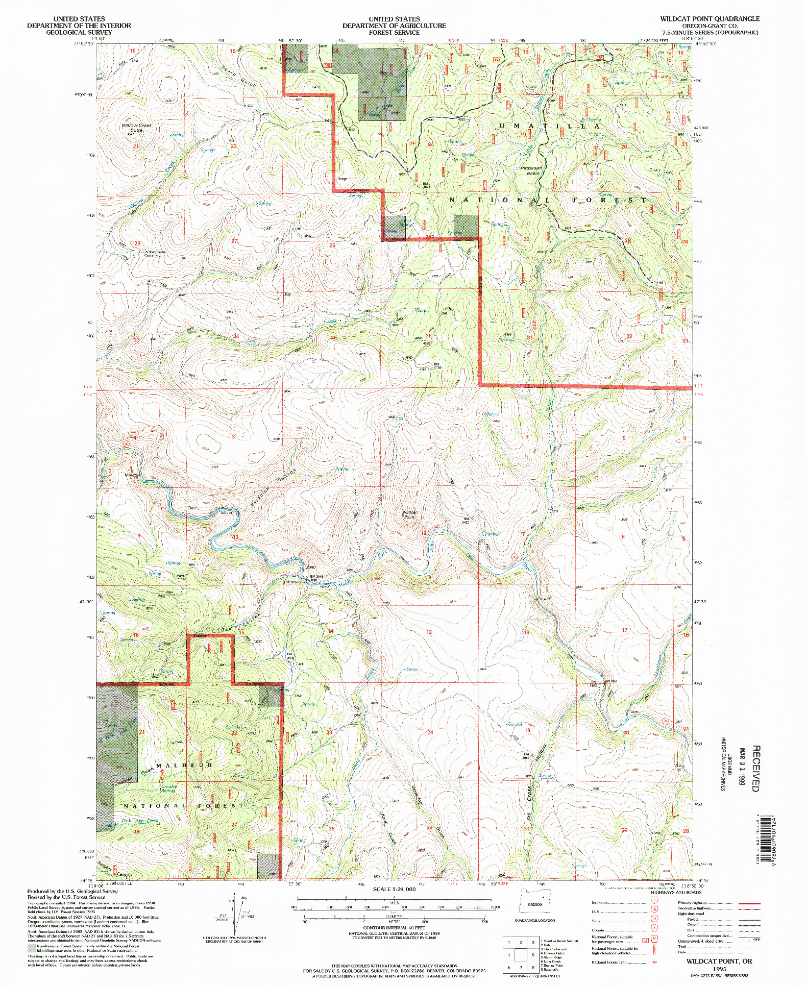 USGS 1:24000-SCALE QUADRANGLE FOR WILDCAT POINT, OR 1995