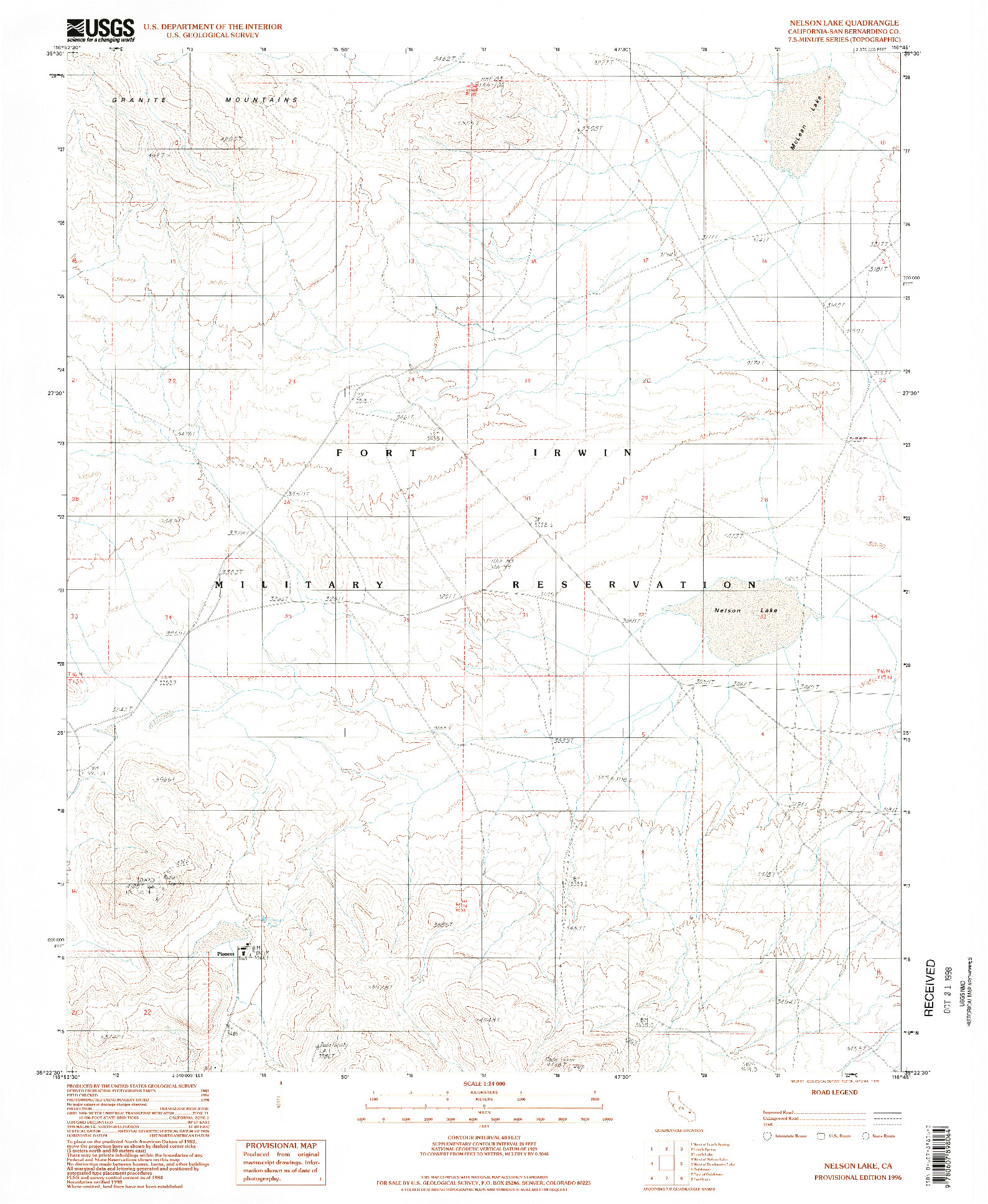 USGS 1:24000-SCALE QUADRANGLE FOR NELSON LAKE, CA 1996