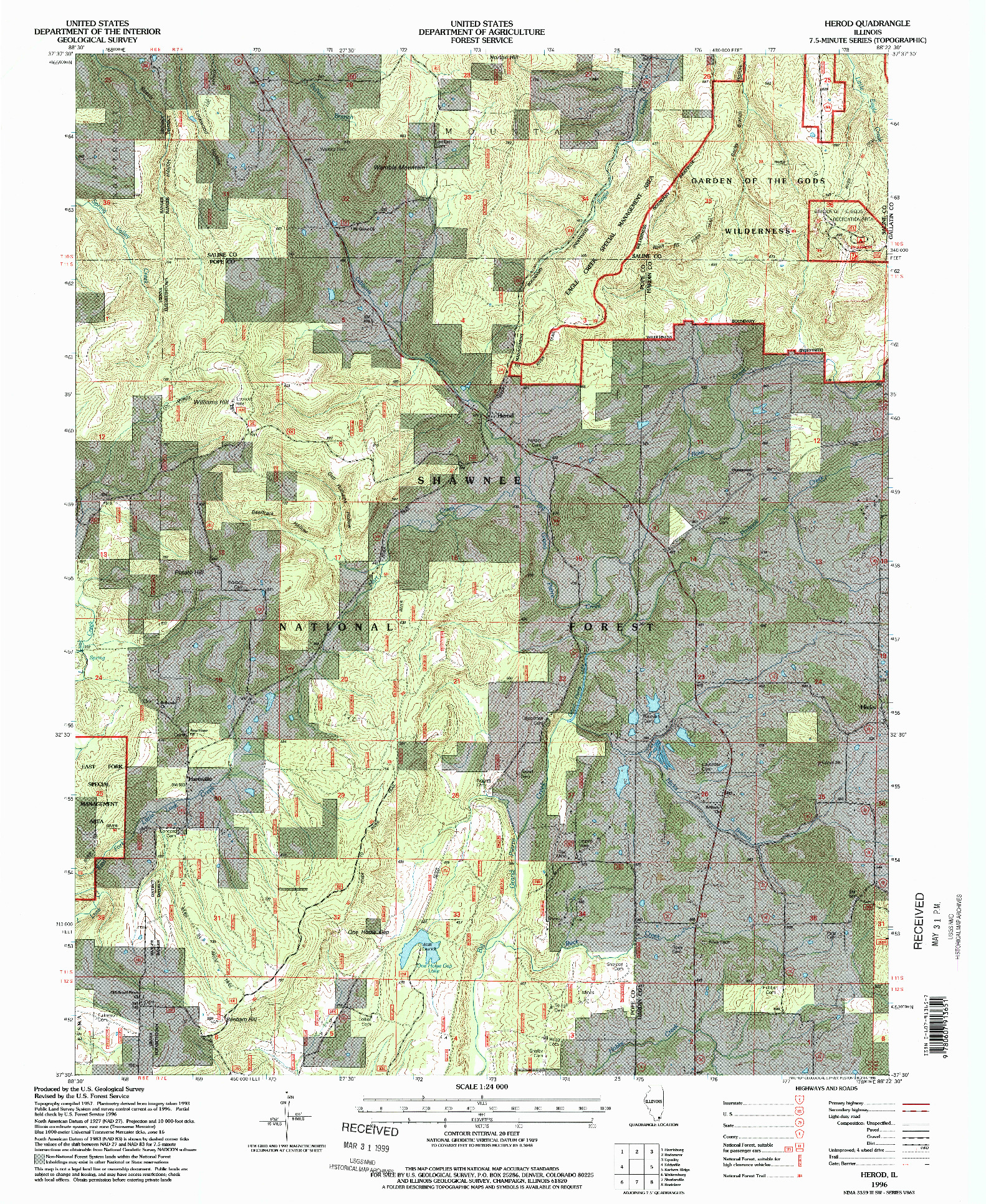 USGS 1:24000-SCALE QUADRANGLE FOR HEROD, IL 1996