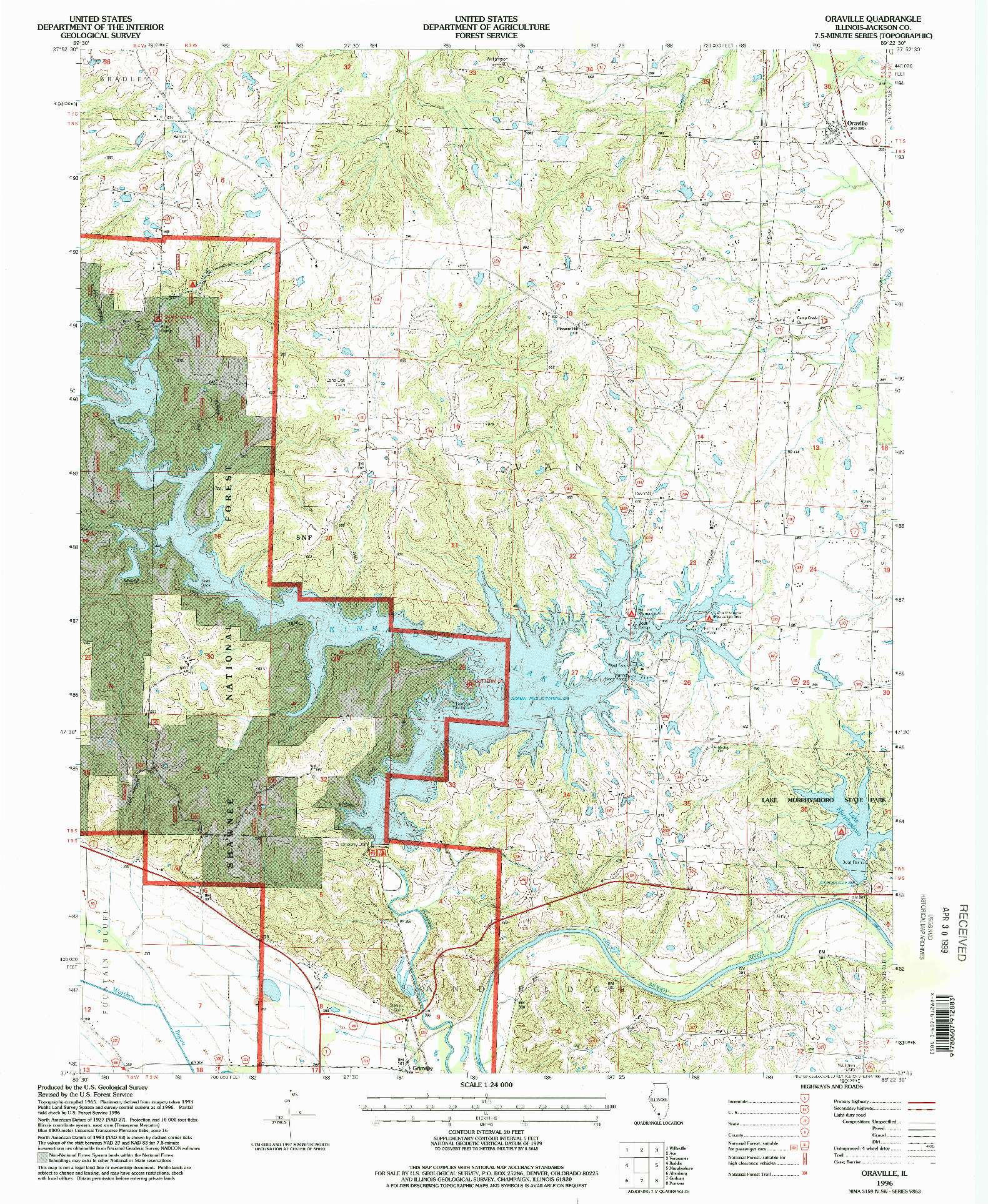 USGS 1:24000-SCALE QUADRANGLE FOR ORAVILLE, IL 1996