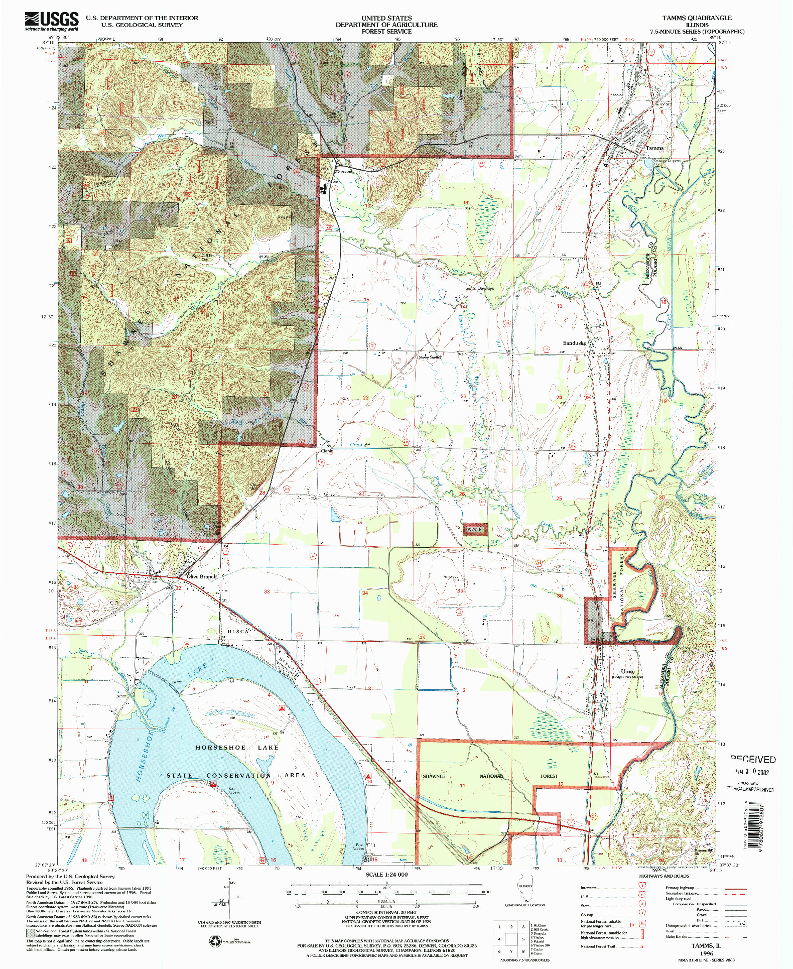 USGS 1:24000-SCALE QUADRANGLE FOR TAMMS, IL 1996