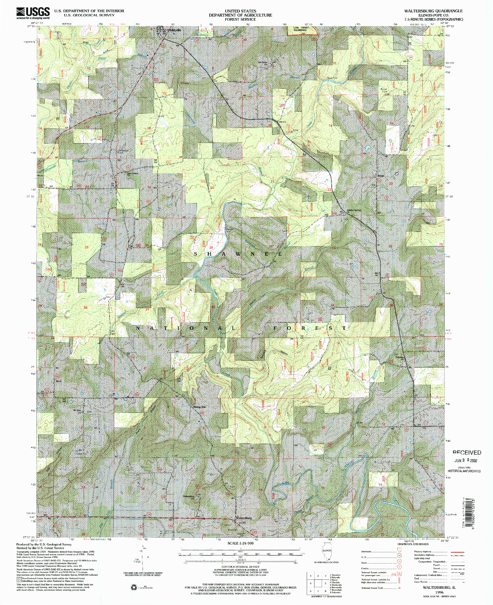 USGS 1:24000-SCALE QUADRANGLE FOR WALTERSBURG, IL 1996