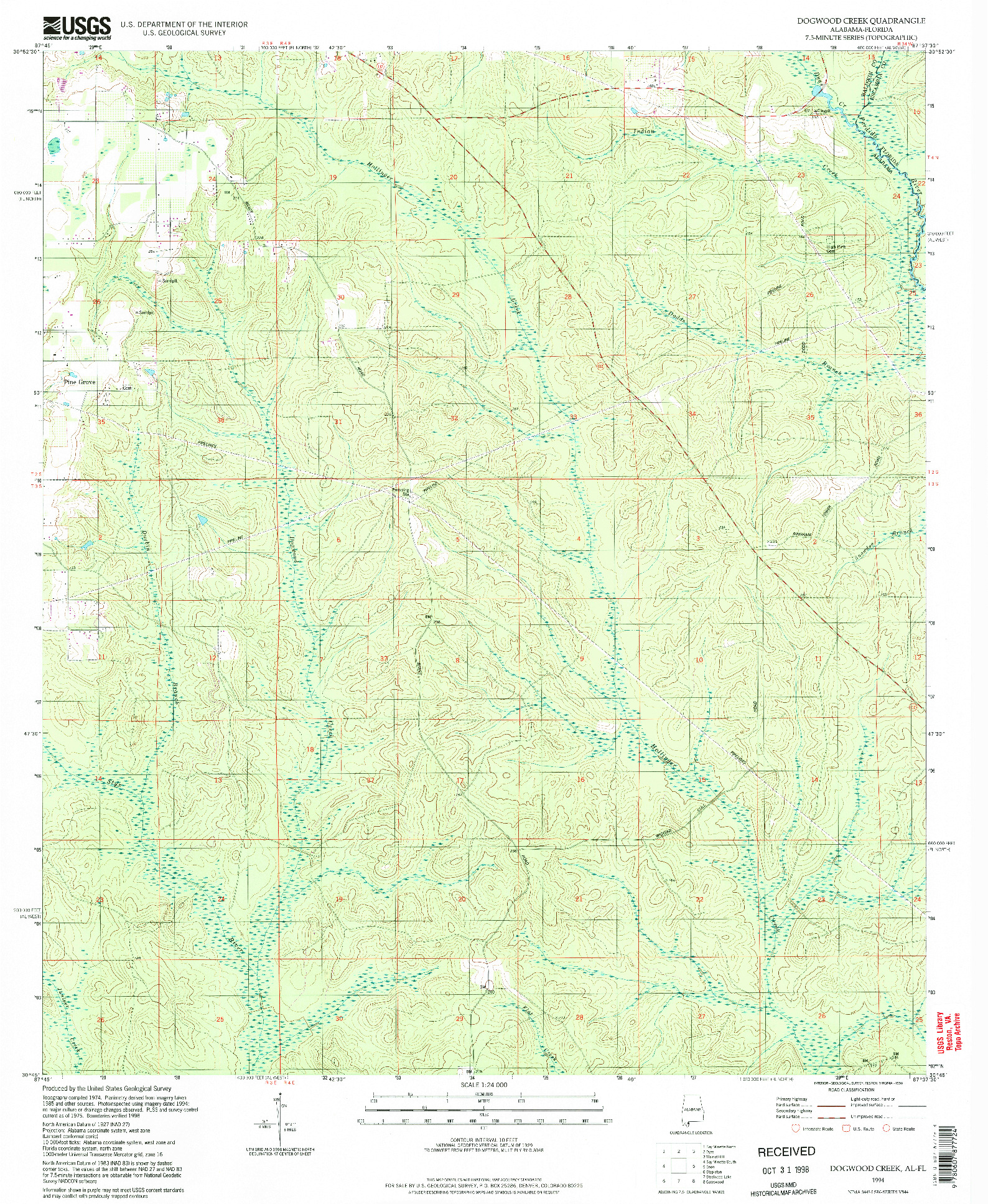 USGS 1:24000-SCALE QUADRANGLE FOR DOGWOOD CREEK, AL 1994