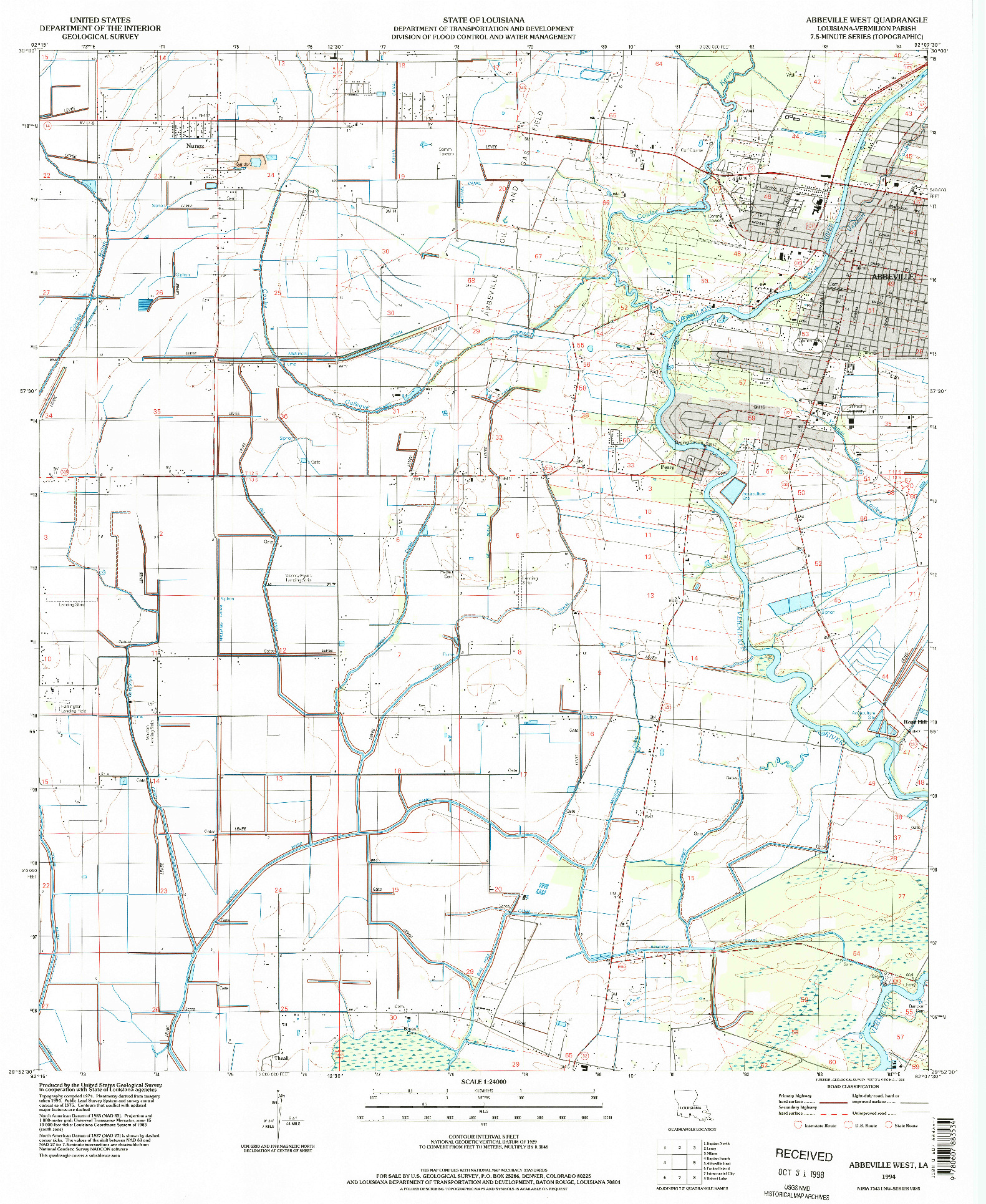 USGS 1:24000-SCALE QUADRANGLE FOR ABBEVILLE WEST, LA 1994