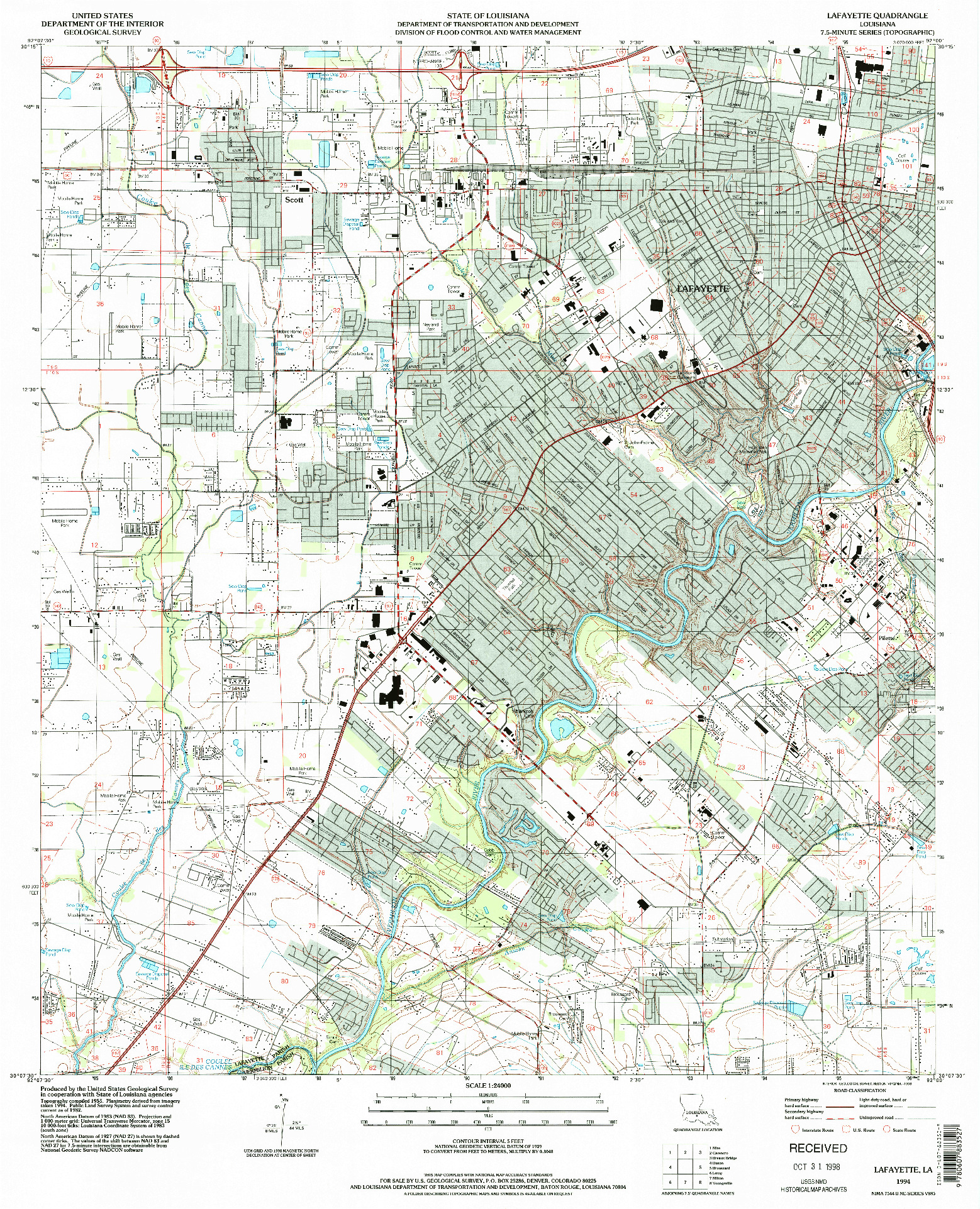 USGS 1:24000-SCALE QUADRANGLE FOR LAFAYETTE, LA 1994