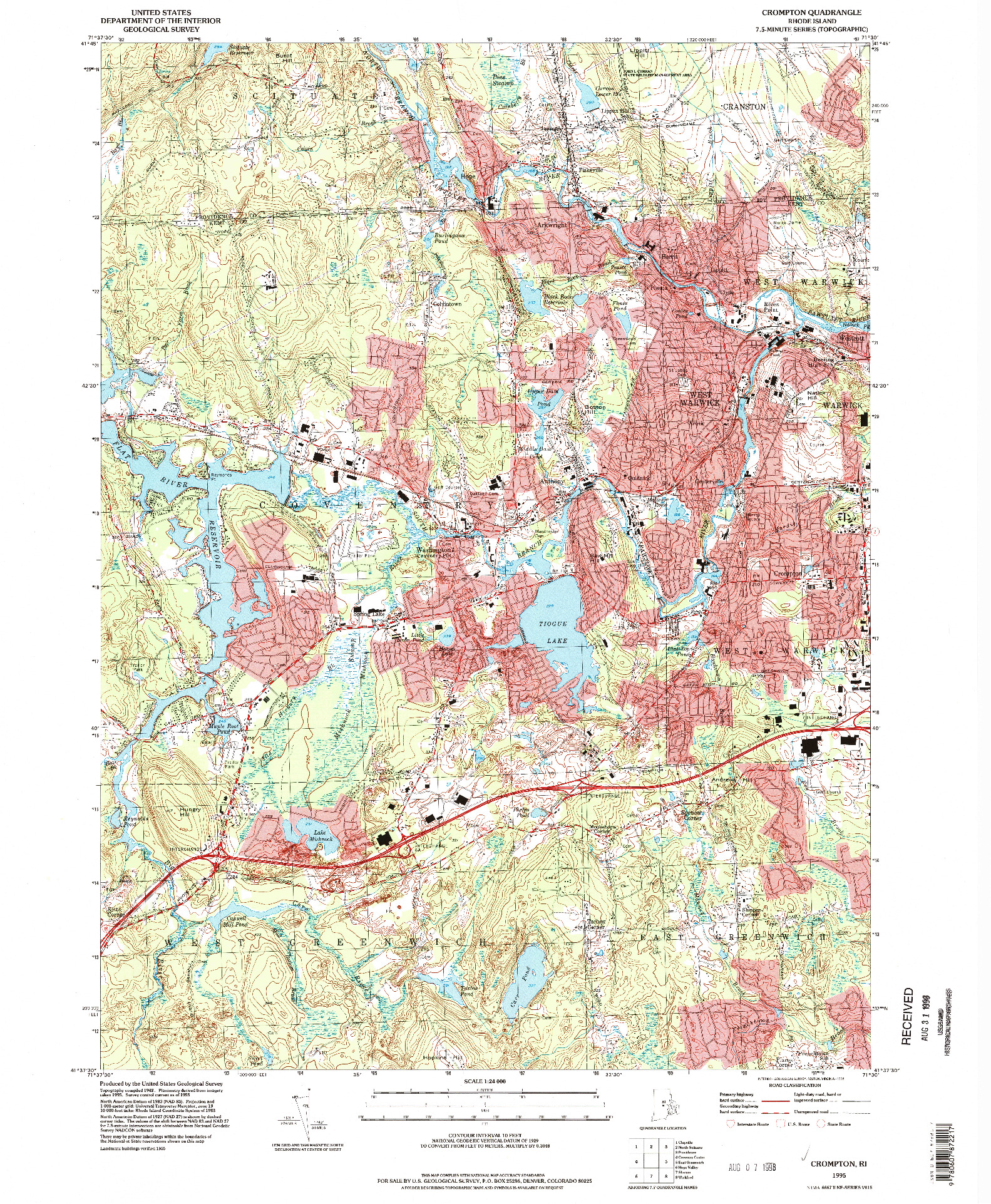 USGS 1:24000-SCALE QUADRANGLE FOR CROMPTON, RI 1995