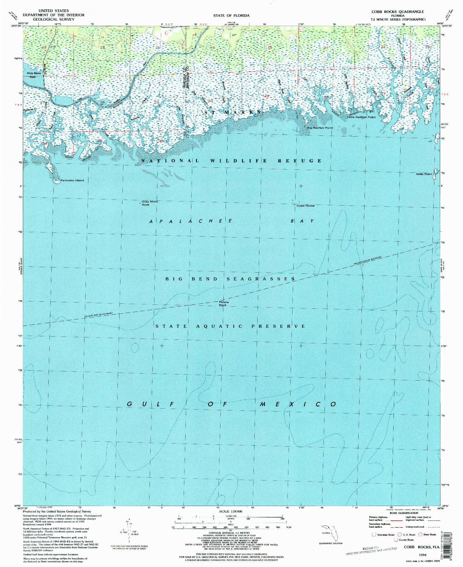 USGS 1:24000-SCALE QUADRANGLE FOR COBB ROCKS, FL 1994