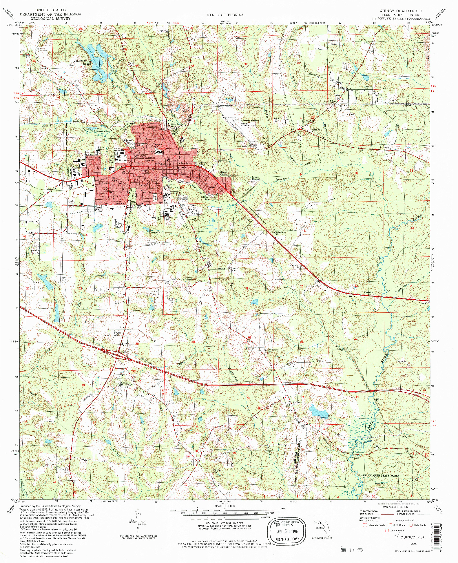 USGS 1:24000-SCALE QUADRANGLE FOR QUINCY, FL 1994