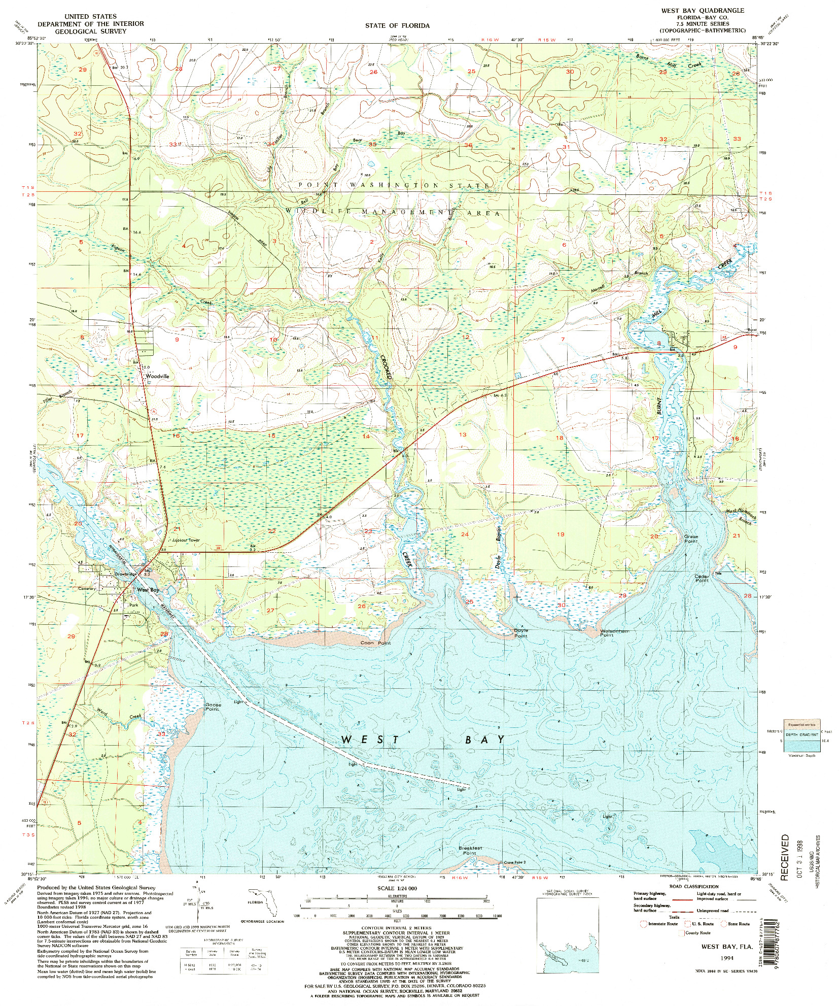 USGS 1:24000-SCALE QUADRANGLE FOR WEST BAY, FL 1994