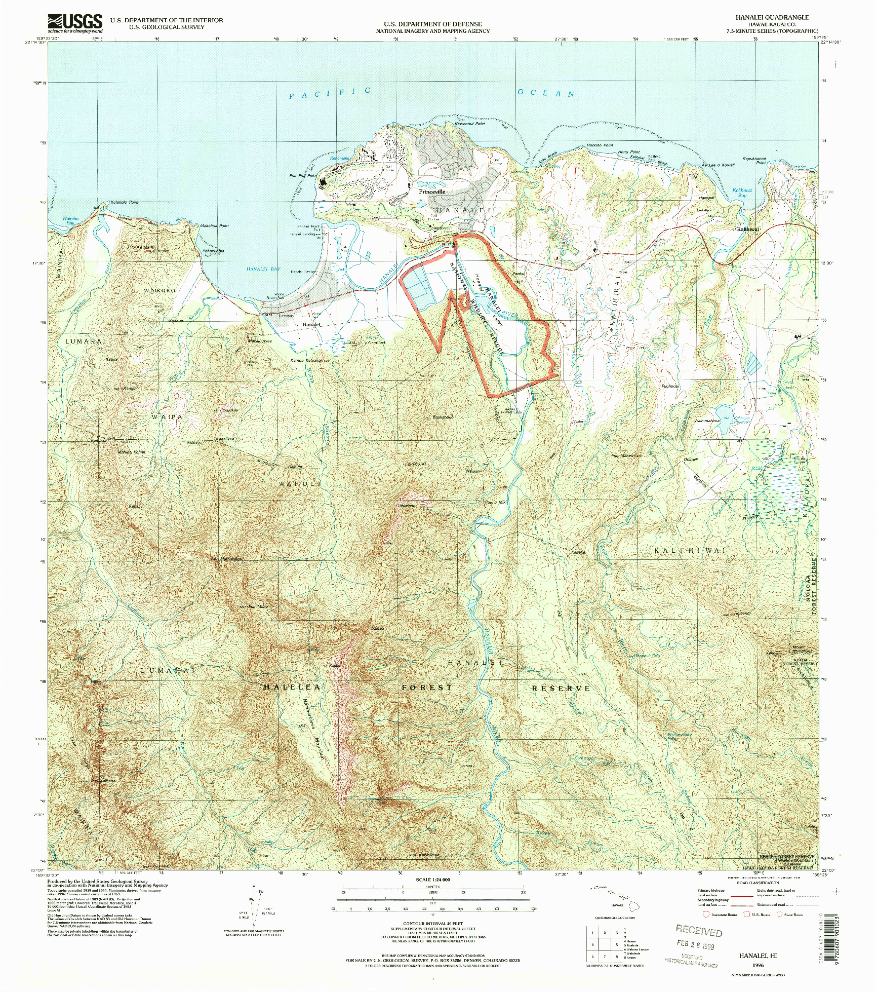 USGS 1:24000-SCALE QUADRANGLE FOR HANALEI, HI 1996