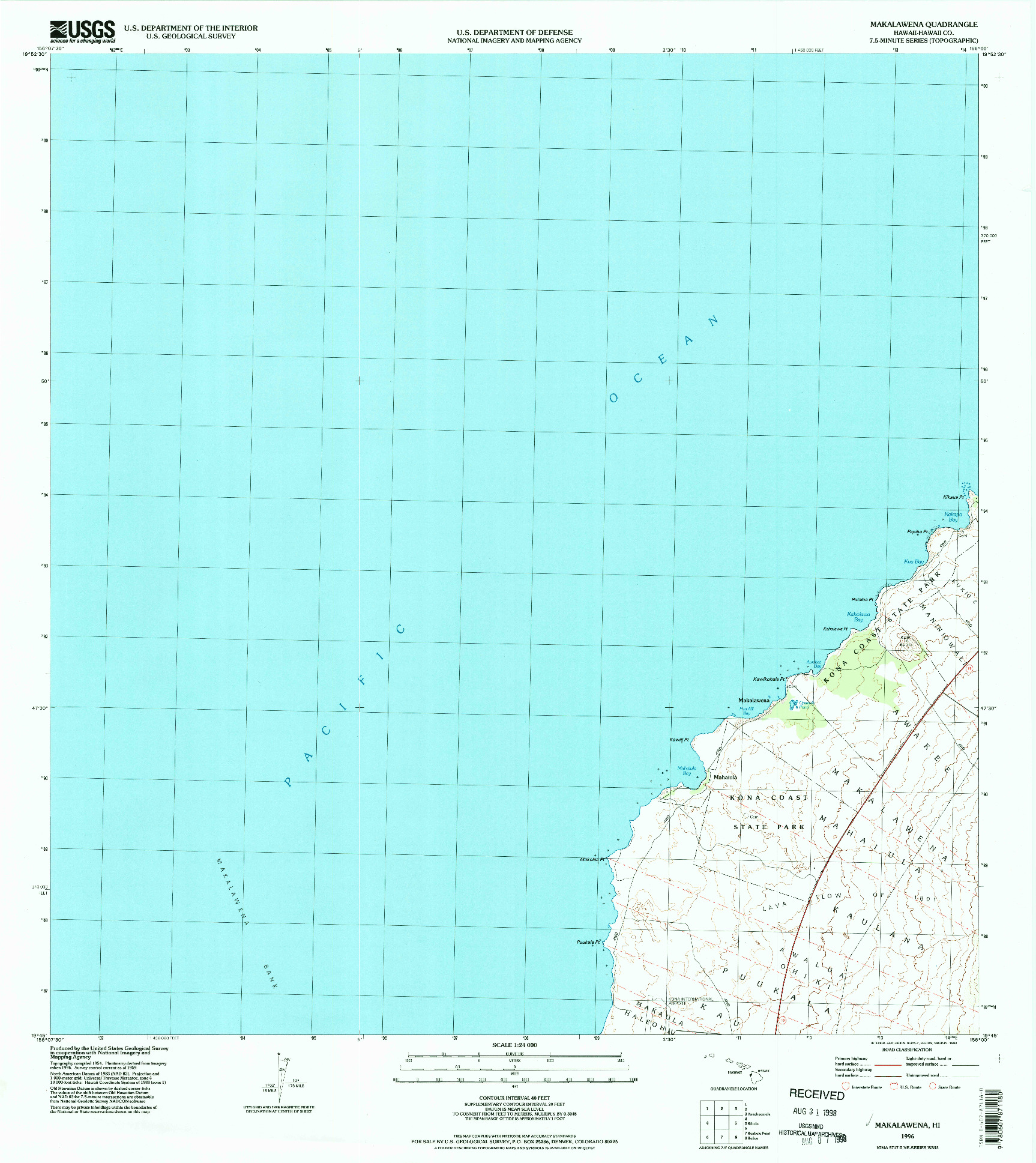 USGS 1:24000-SCALE QUADRANGLE FOR MAKALAWENA, HI 1996