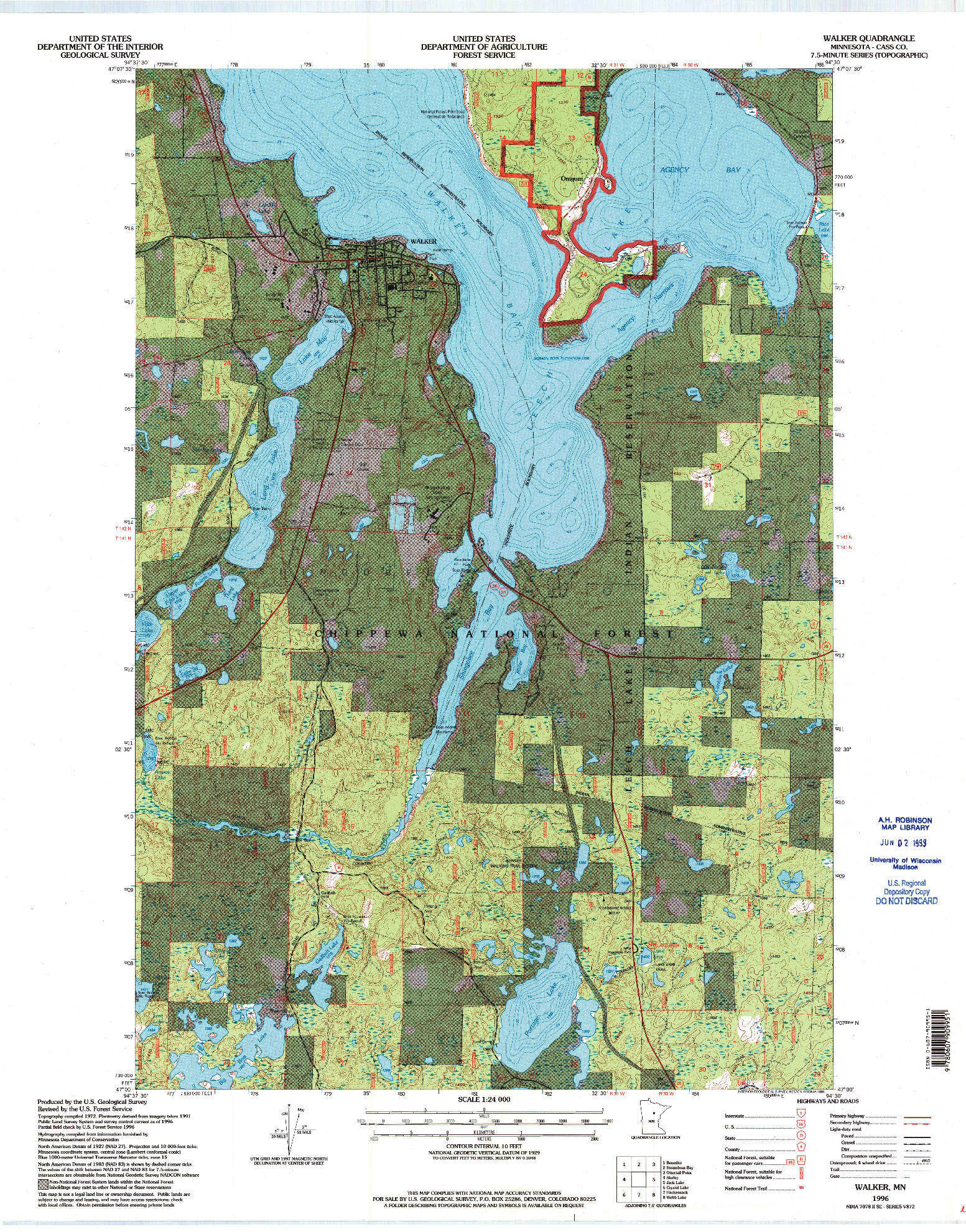 USGS 1:24000-SCALE QUADRANGLE FOR WALKER, MN 1996