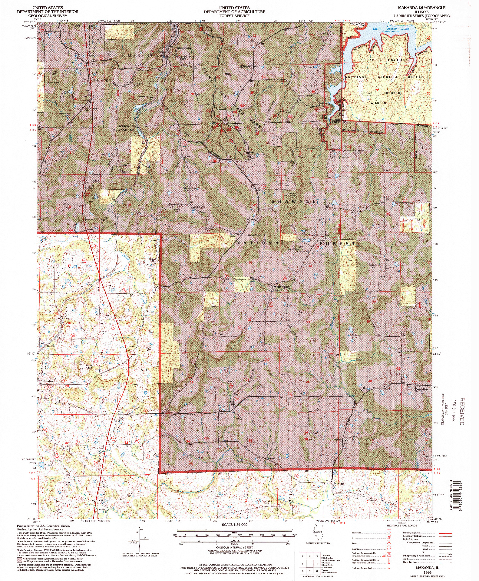 USGS 1:24000-SCALE QUADRANGLE FOR MAKANDA, IL 1996