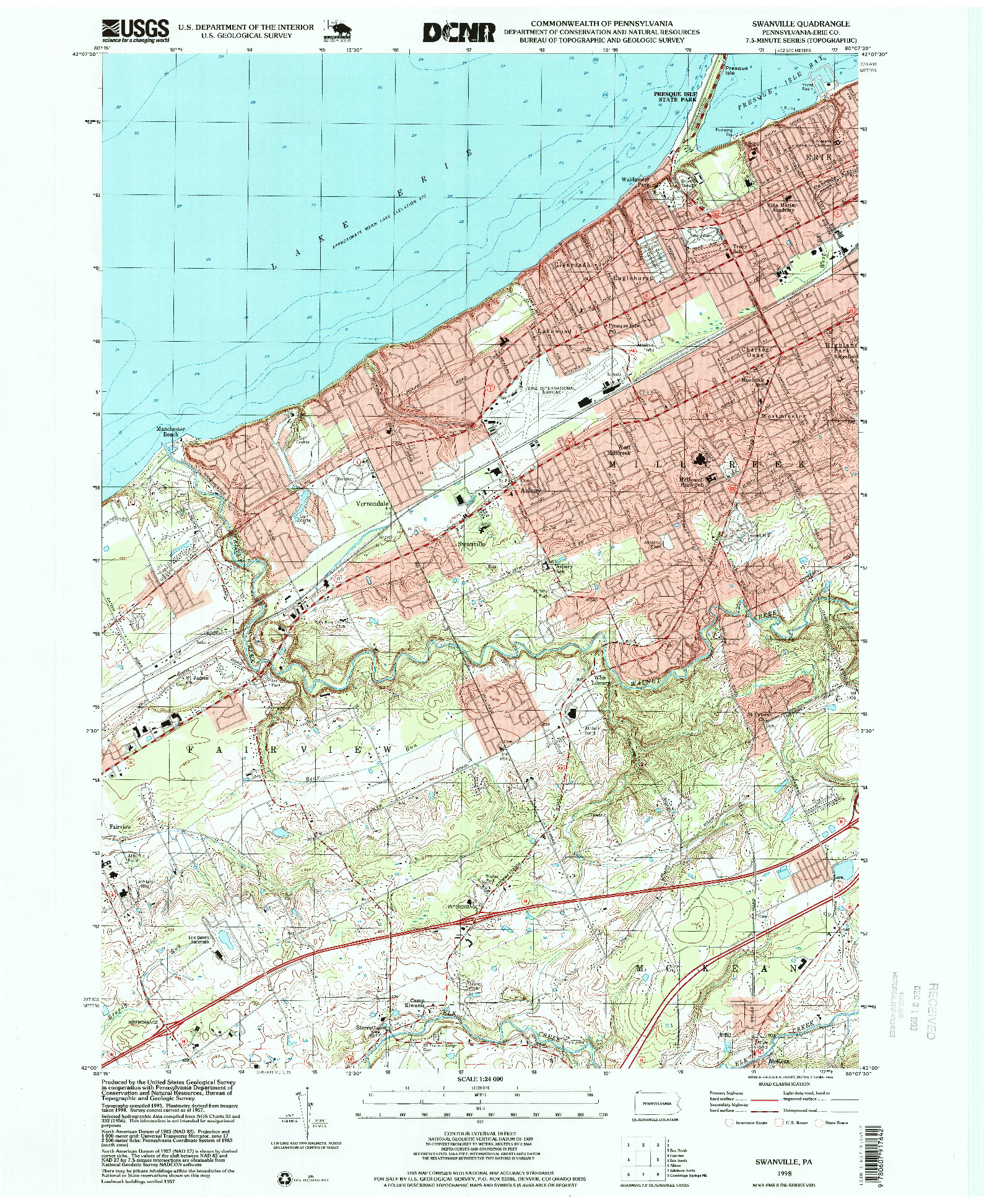 USGS 1:24000-SCALE QUADRANGLE FOR SWANVILLE, PA 1998