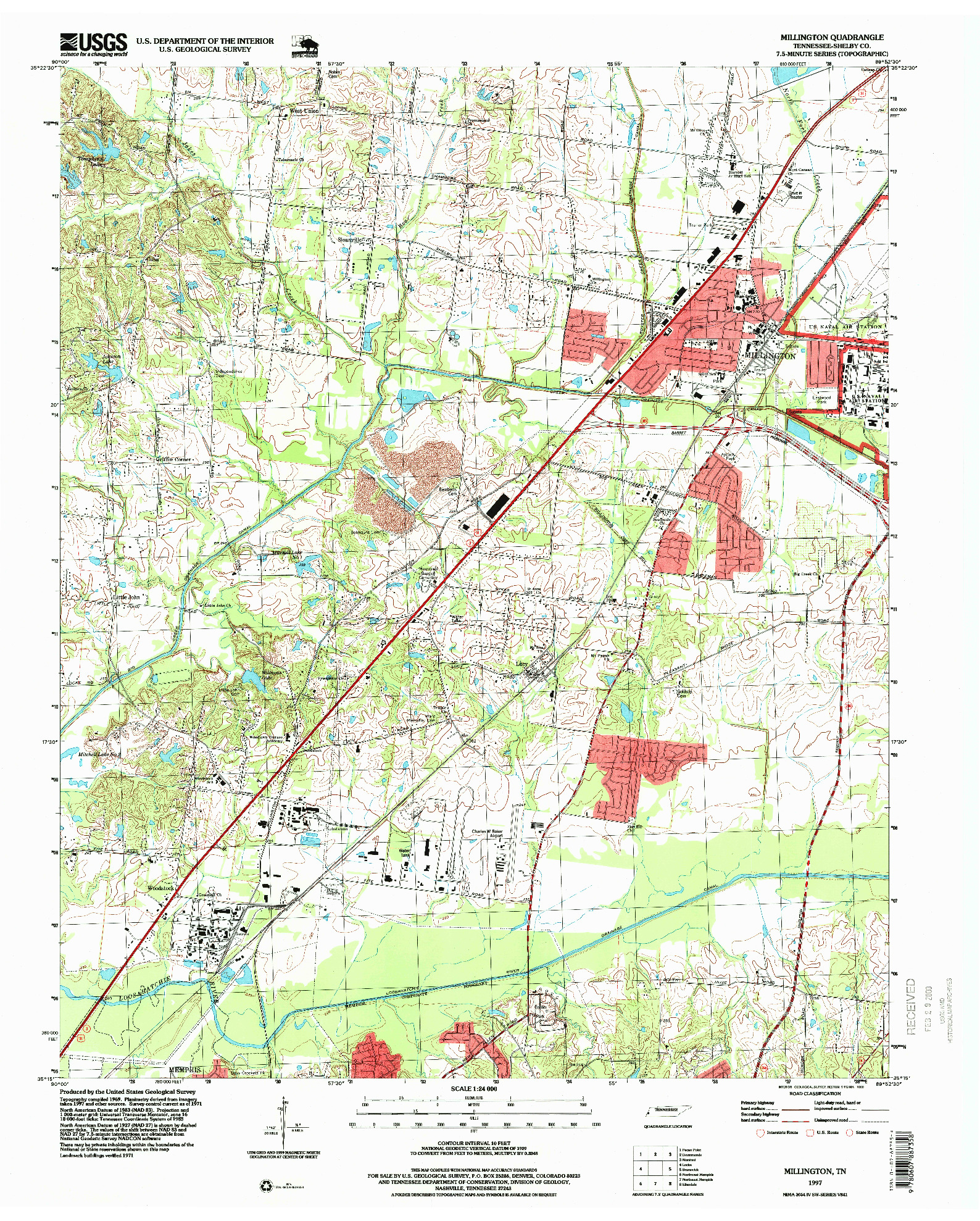 USGS 1:24000-SCALE QUADRANGLE FOR MILLINGTON, TN 1997