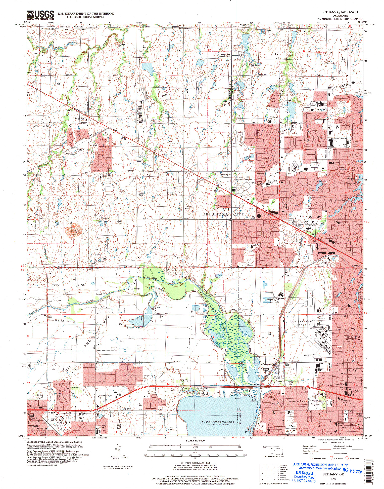 USGS 1:24000-SCALE QUADRANGLE FOR BETHANY, OK 1995