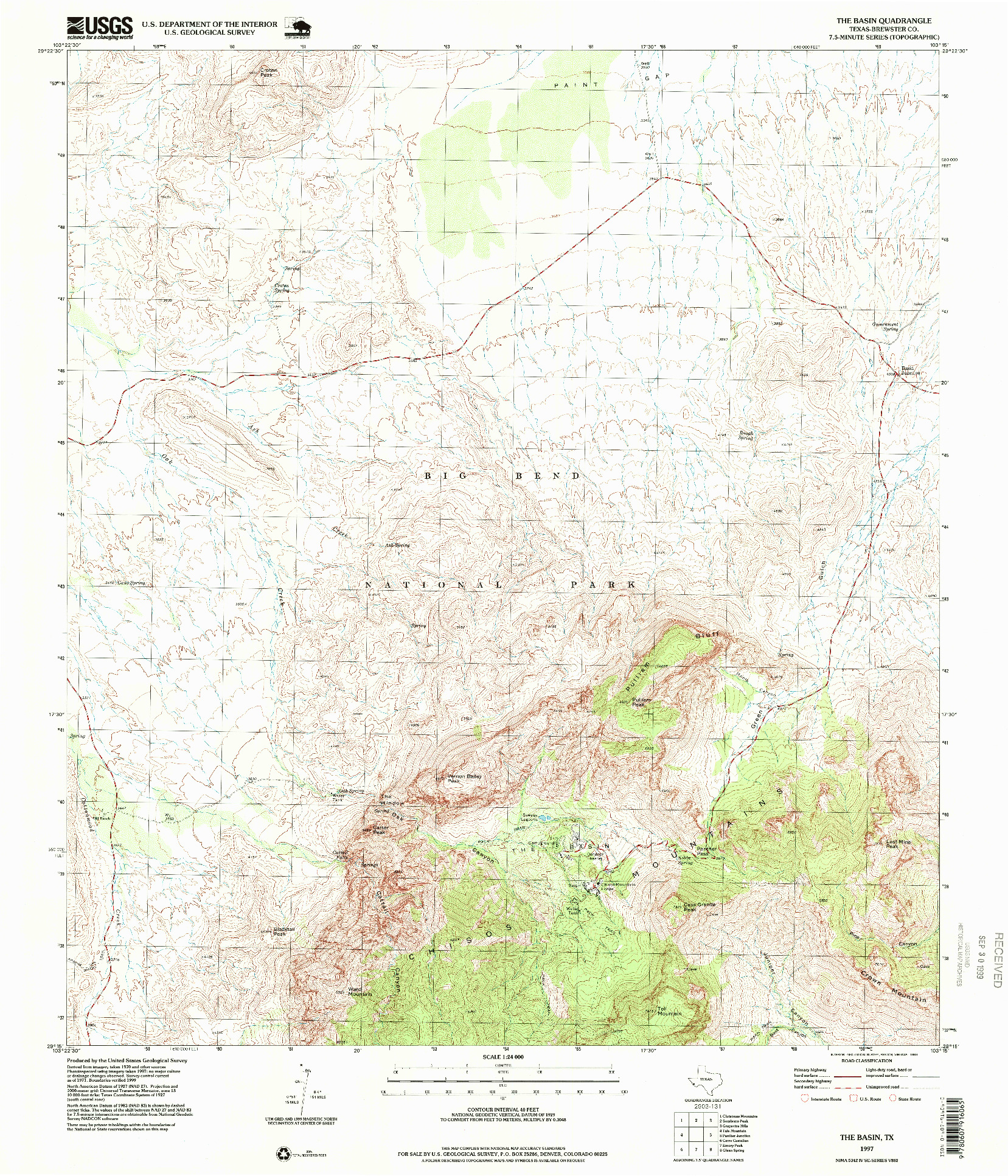 USGS 1:24000-SCALE QUADRANGLE FOR THE BASIN, TX 1997