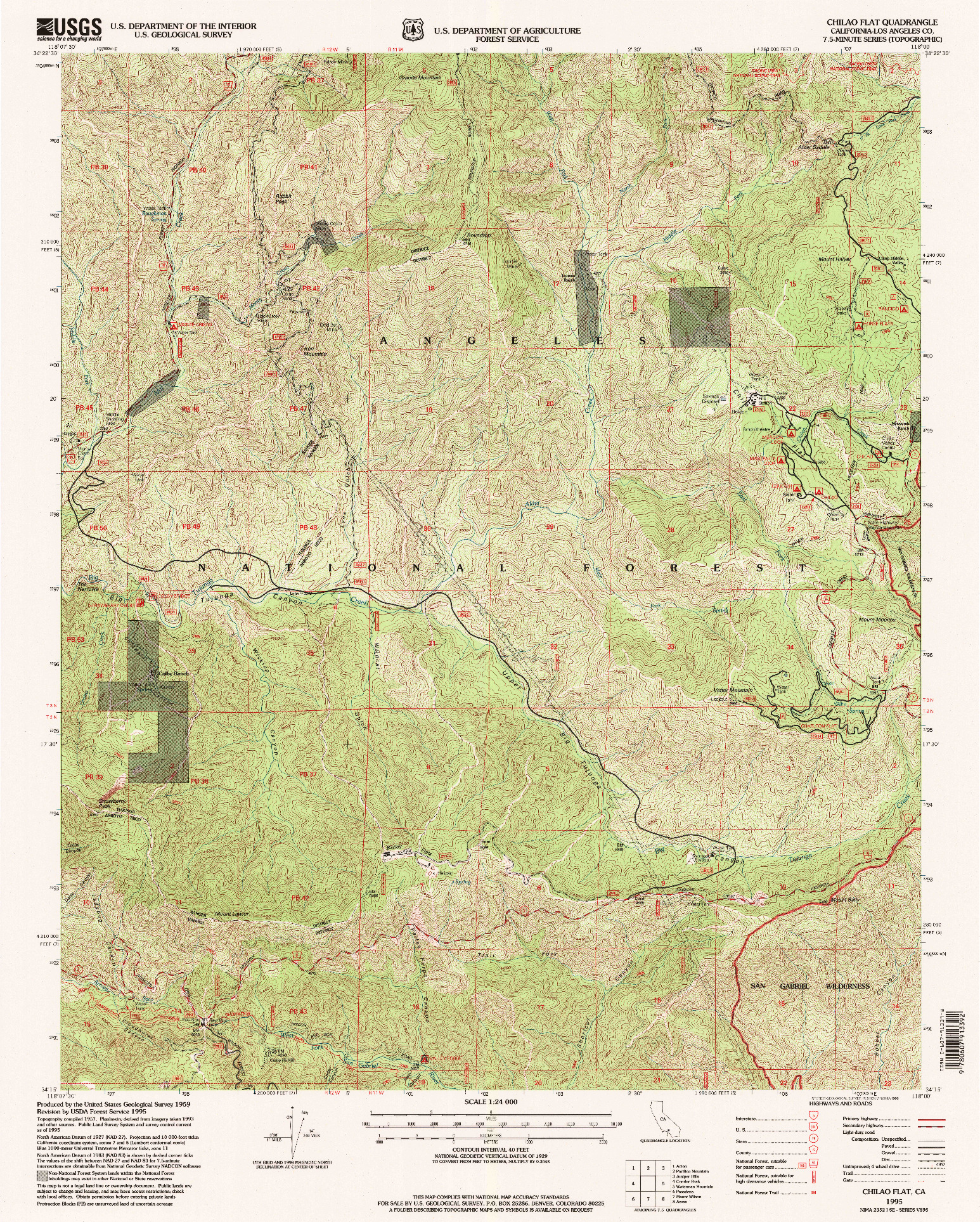 USGS 1:24000-SCALE QUADRANGLE FOR CHILAO FLAT, CA 1995