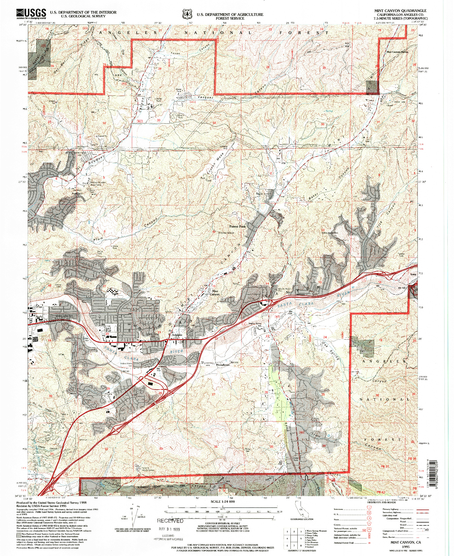 USGS 1:24000-SCALE QUADRANGLE FOR MINT CANYON, CA 1995