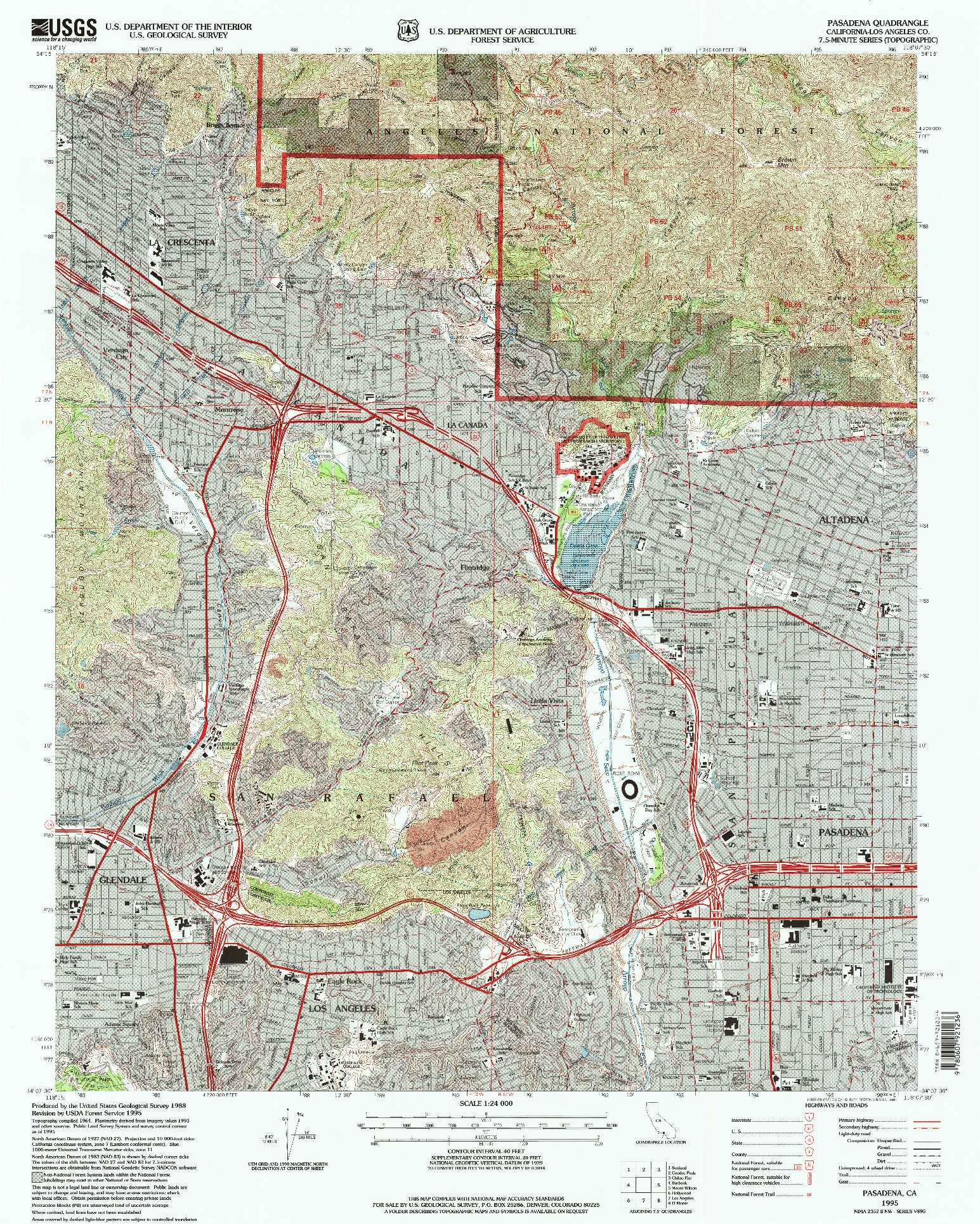 USGS 1:24000-SCALE QUADRANGLE FOR PASADENA, CA 1995