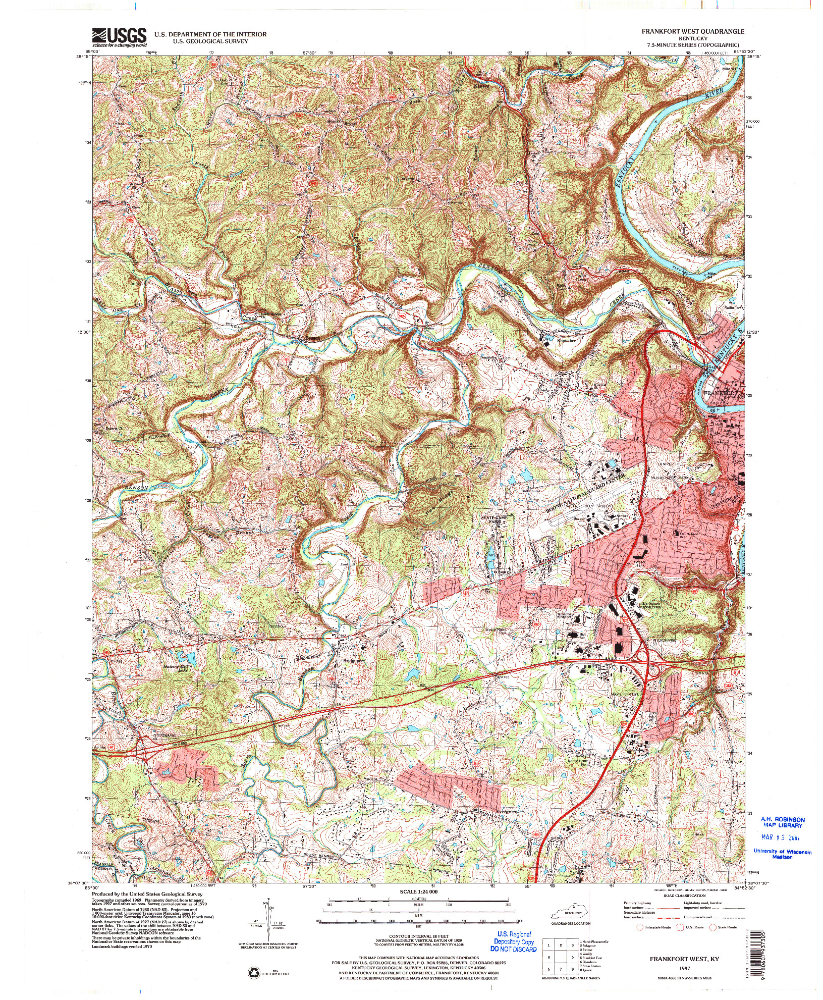 USGS 1:24000-SCALE QUADRANGLE FOR FRANKFORT WEST, KY 1997